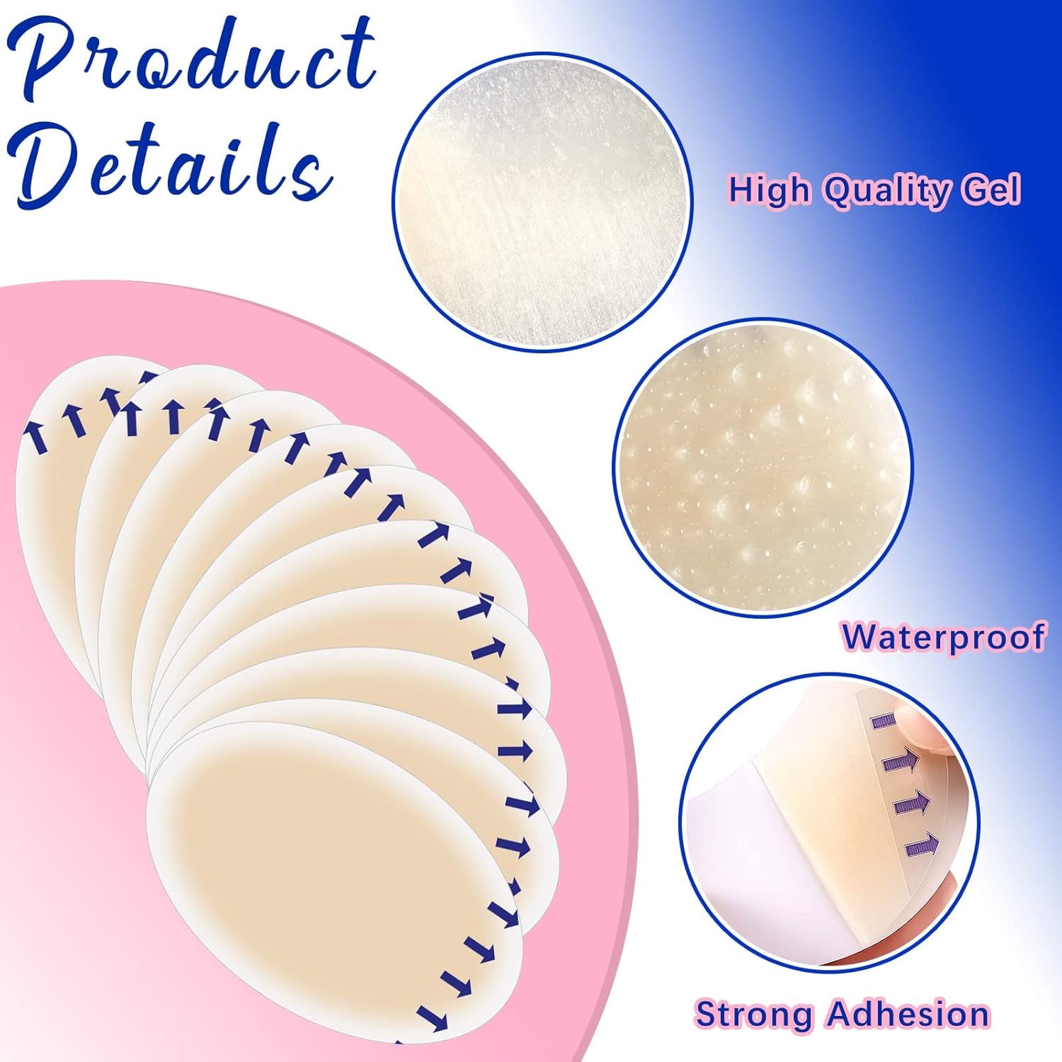 100 Pcs Blister Bandages Pads Gel Hydrocolloid Bandages Waterproof Adhesive Blister Prevention for Feet Heel Fingers Toes Forefoot Blister,10 Size - Image 3