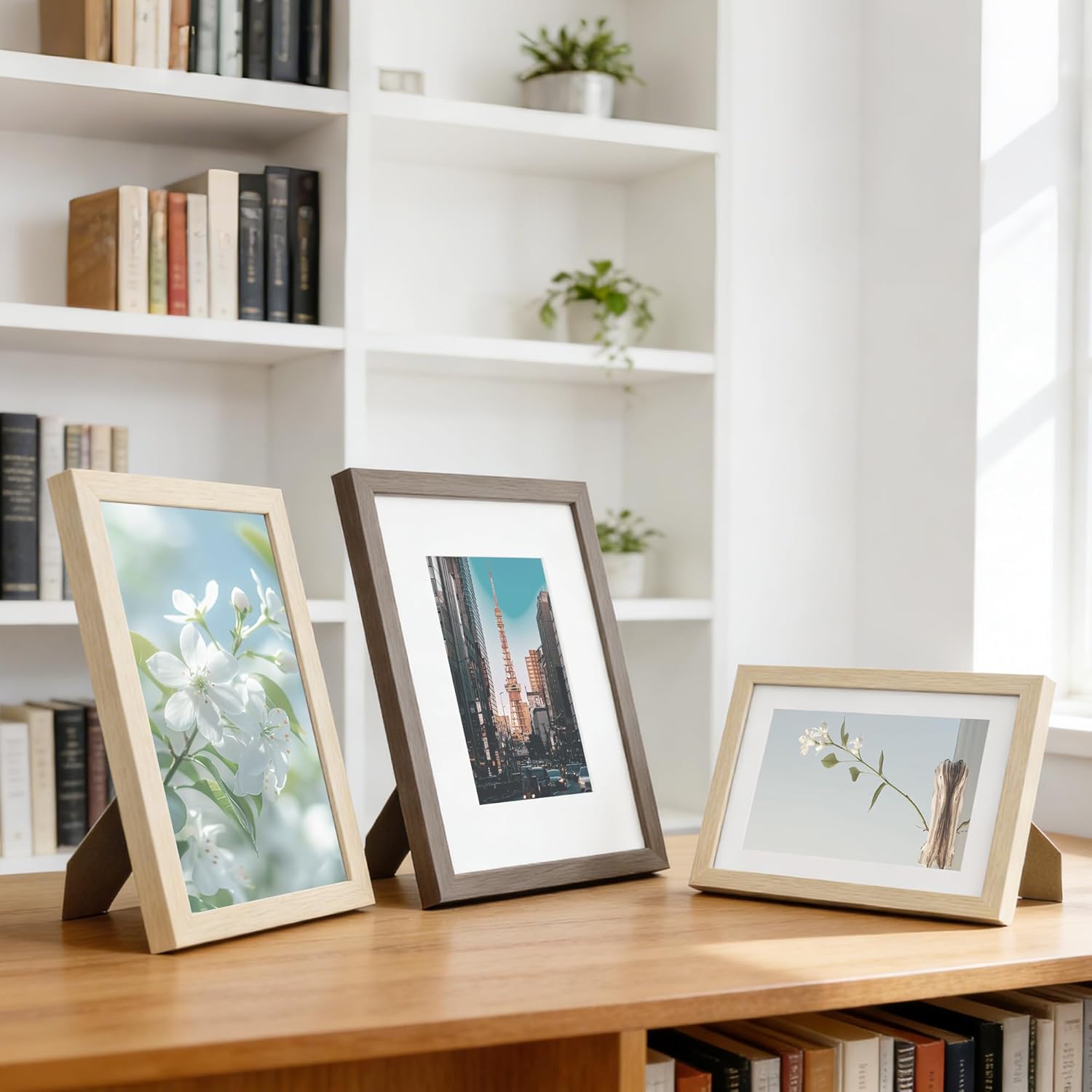 8x10 Picture Frame Natural 8x10 Wooden Frame Matted to 5x7 Wood Veneer Finish 8 x 10 Photo Frame with Shatterproof Plexiglass for Tabletop Wall Display - Image 5