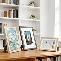 Vista 5 de Portarretratos de madera de 5 x 7 pulgadas, marco de fotos de 5 x 7 pulgadas, mate a acabado de chapa de madera de 4 x 6 pulgadas, color marrón