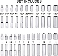 Vista 3 de Mayouko 62 Pieces 1/4 Inch Drive Socket Set, SAE/Metric, 1/4" Dr. Socket Set with Ratchet and Adapters, 5/32-Inch - 9/16-Inch, 4mm - 14 mm