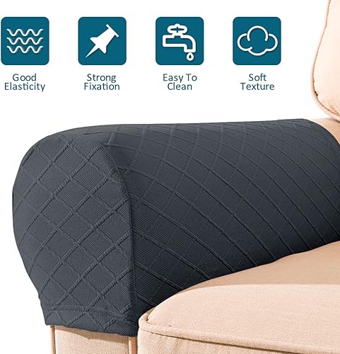 Miniatura 7 de 4 fundas para reposabrazos, fundas elásticas para reposabrazos de sofá, fundas antideslizantes para reposabrazos con clavos, fundas lavables para