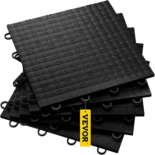 Miniatura 12 de VEVOR Suelo de garaje, azulejos de suelo entrelazados duraderos, paquete de 25, azulejos de garaje antideslizantes con placa de diamante, soporta