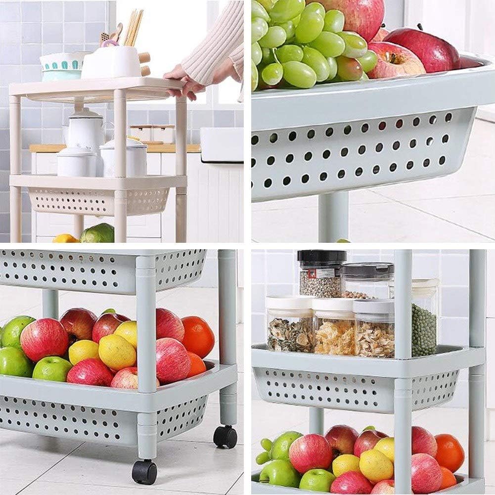 Multifunction Serving Portable Hand Trucks,Cart Storage Shelf Rolling Casters Side Handles Easy to Move Bathroom Office Restaurant Easy to Assemble, 3 Colors, 2 Sizes,Kit,Blue-47.5X31X63Cm