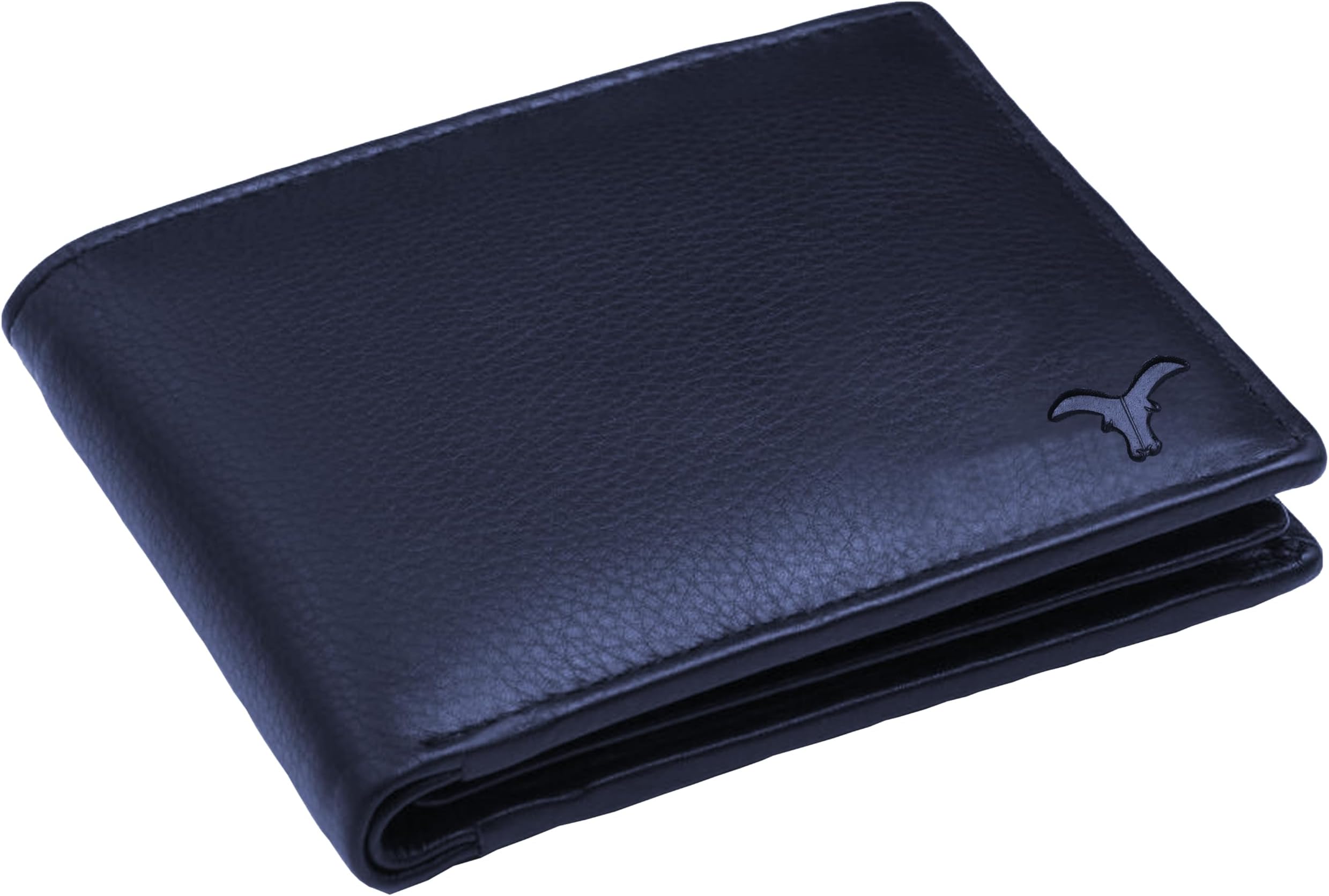Leather Men’s Wallet – Slim Bifold Black Wallet with RFID Blocking – Multiple Card Slots – Soft Grain Leather – Gift Box Packing (Blue)
