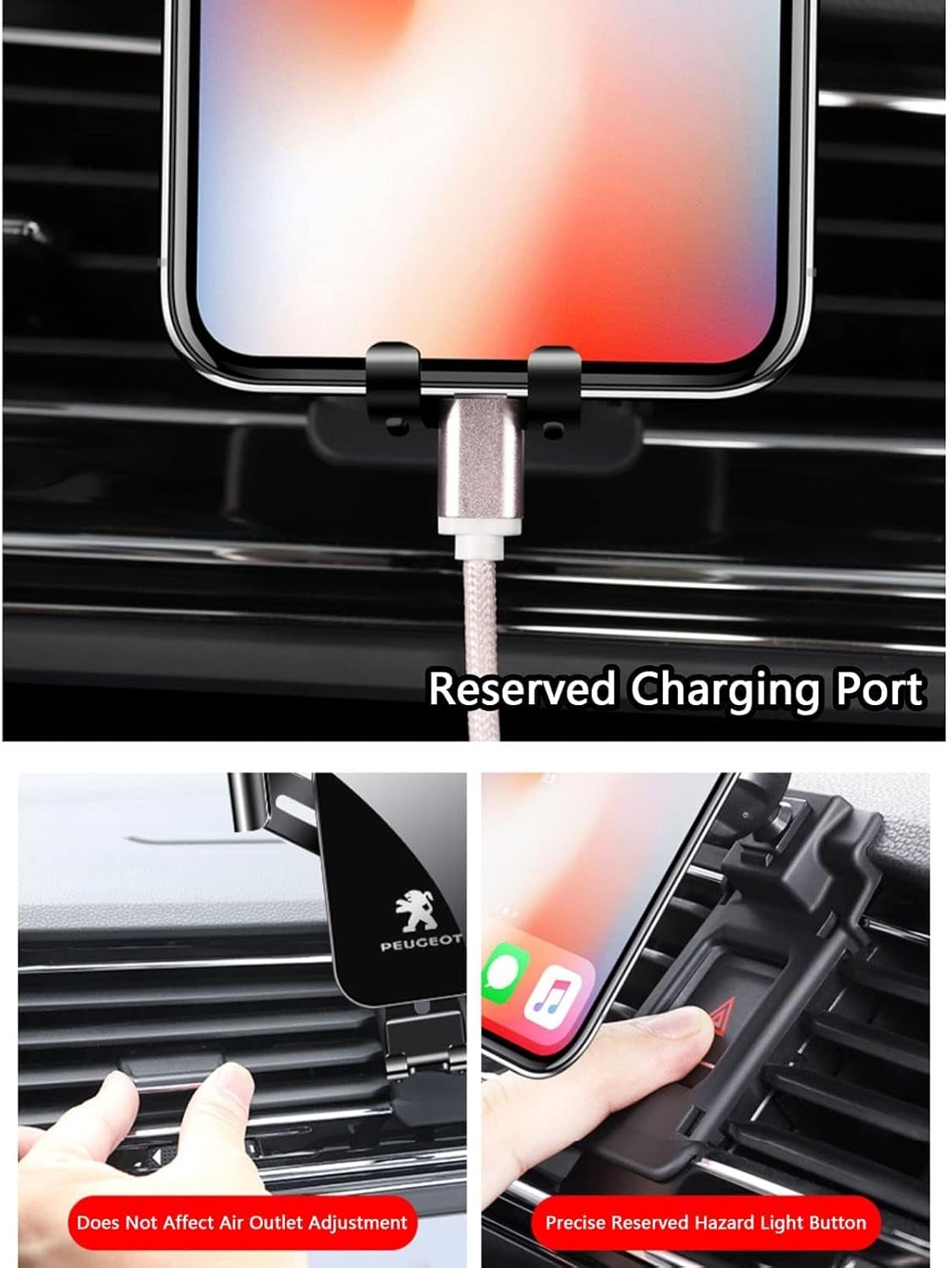 Mobile Phone Automobile Cradles for Peugeot 106 107 205 206 207 306 307 308, 360° Rotatable Sturdy and Practical Car Phone Mount Cradle Car Accessories,A