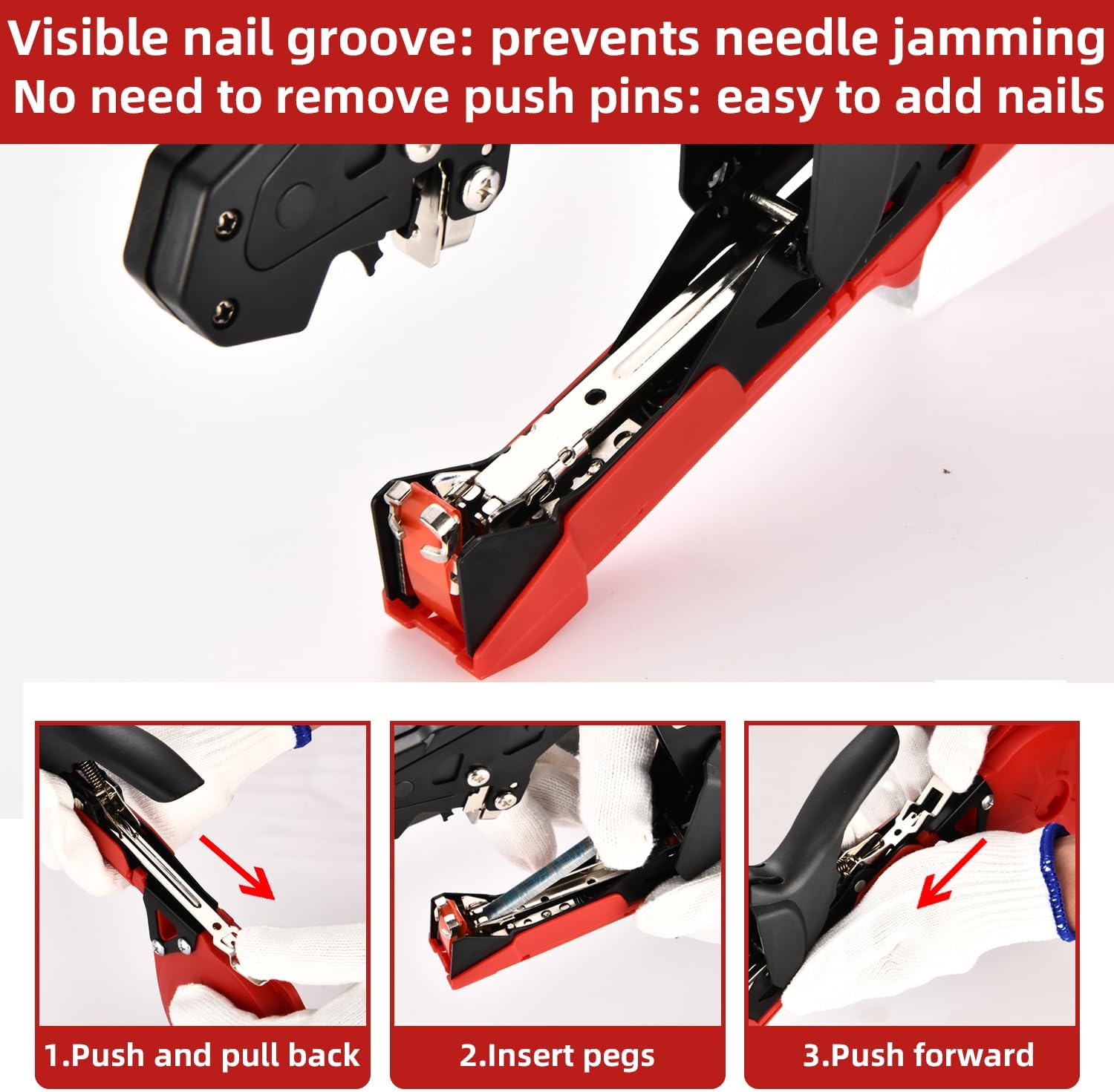 Suca Plant Tying Machine, Lightweight Plant Tying Tape Tool to Tie Up Vine Quickly, Plant Tie Tapener Gun with Tapes and Staples, Red