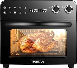 Tiastar 23L Air Fryer Oven, Mini Oven with 8 Preset Menus, Oil Free Cooking Air Fryer Oven with Rotisserie, LED Display Toaster Air Fryer, 6 Accessories & 100 Recipes, 1700W