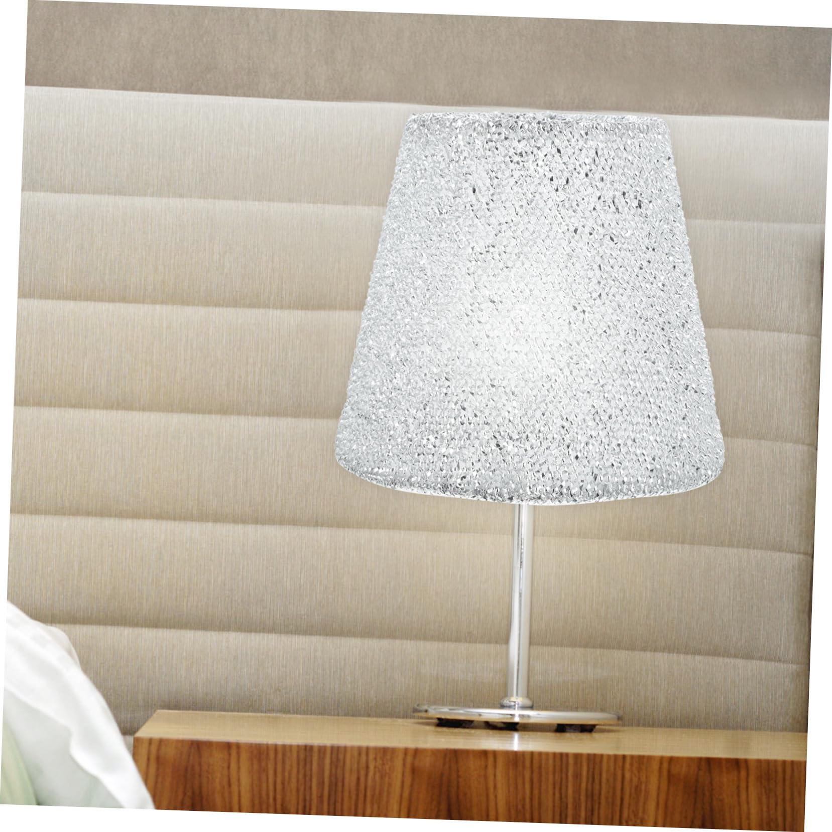 Mikikit Abat-jour en Tissu Argenté pour Lampe de Table E14, Résistant à L'usure, Crée une Ambiance Chaleureuse, pour Salon et Bureau