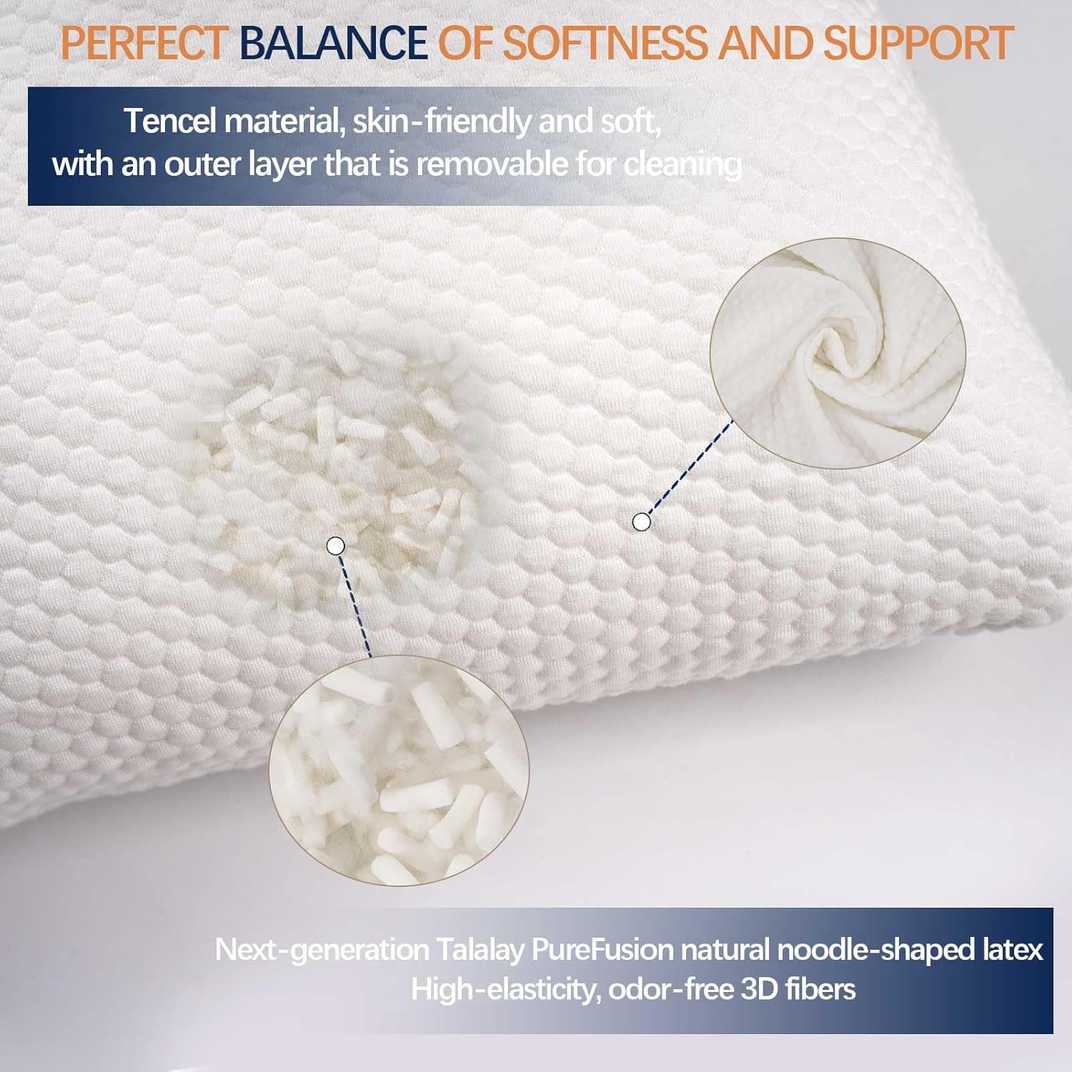 Talatex Premium Adjustable Latex Body Pillow, 3 Compartments Body Pillow Perfect Support and Comfort Full Body Pillow, Long Pillow with a Removable Ultra Cooling Pillowcase