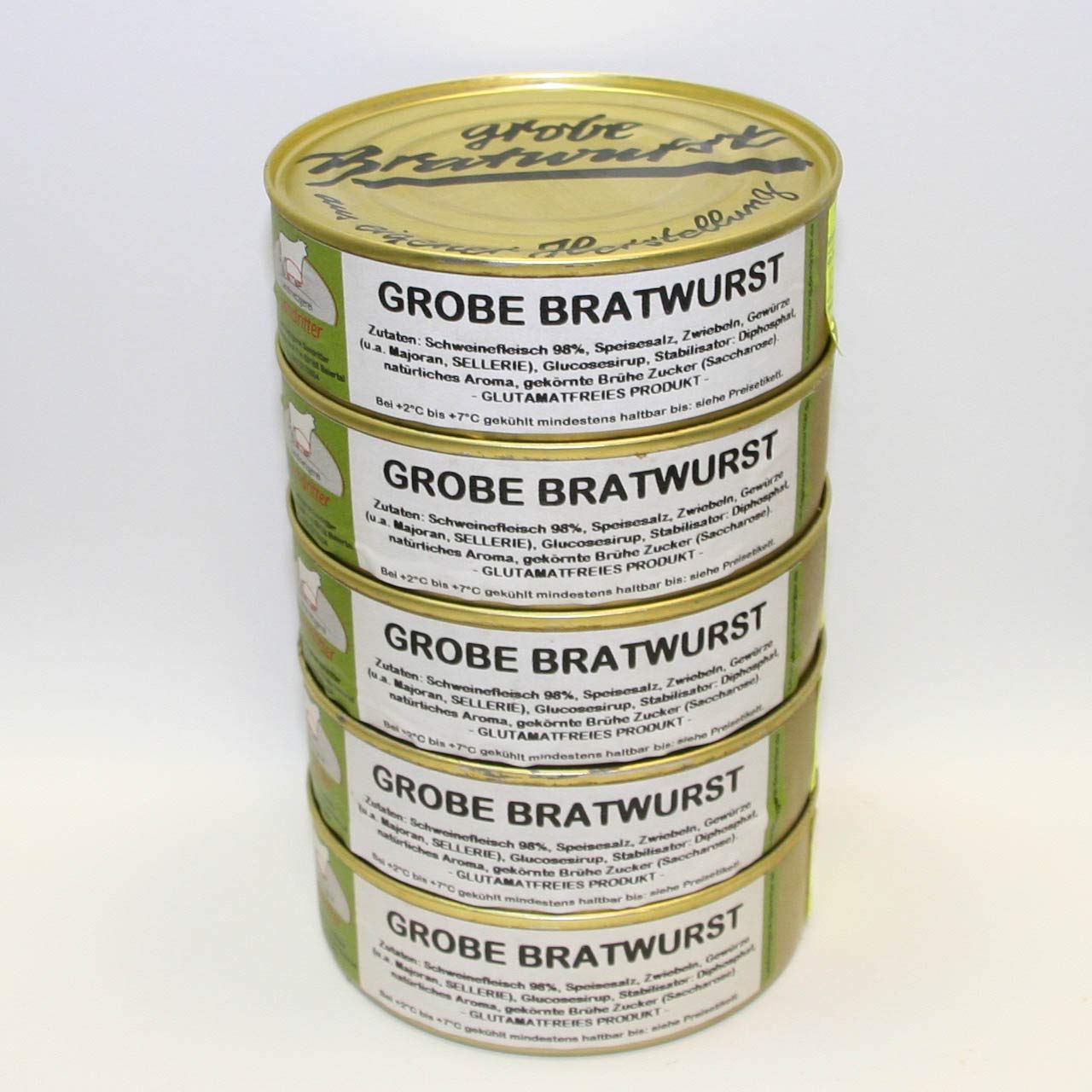 Grobe Bratwurst 5x200g Dosenwurst, Vorteilsset, Vorratsset, Landmetzgerei Sandritter