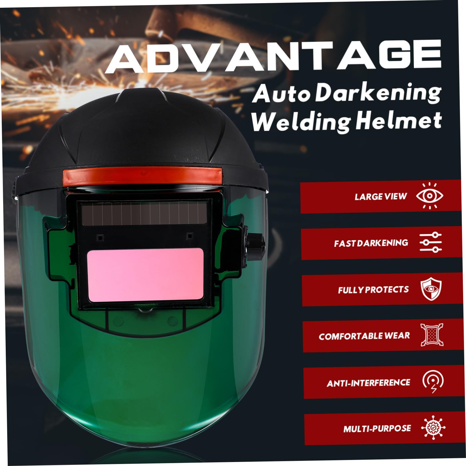 Toddmomy Masque De Soudage à Obscurcissement Automatique Pc Casque De Soudage Solaire Rechargeable Large Champ Yeux Arc sous Argon Casque Léger Soudure