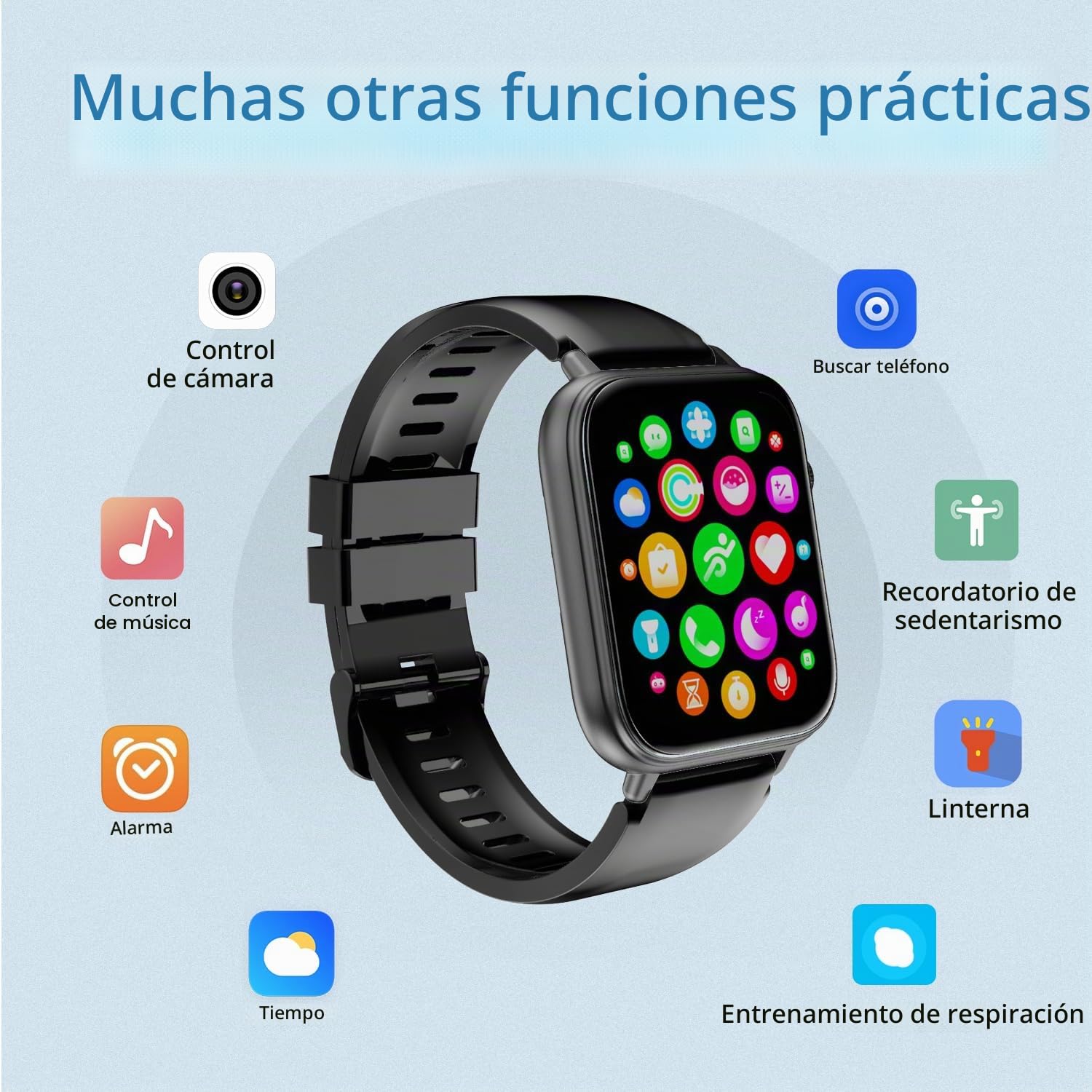 Reloj Inteligente Hombre con Bluetooth Llamada y Recibir Whatsapp, 1,85" Smartwatch Mujer con 113+ Modos Deportes, Monitor de Ritmo Cardíaco y Sueño Pulsera Actividad, Impermeable IP68, Negro