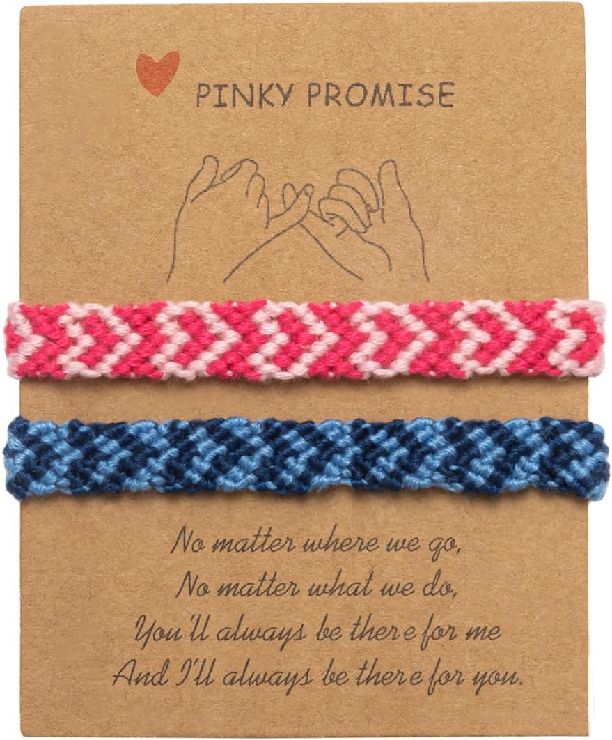 Heart Friendship Bracelets Pinky Promise Pink Best Friends Distance Matching for Women Valentine Couple Family