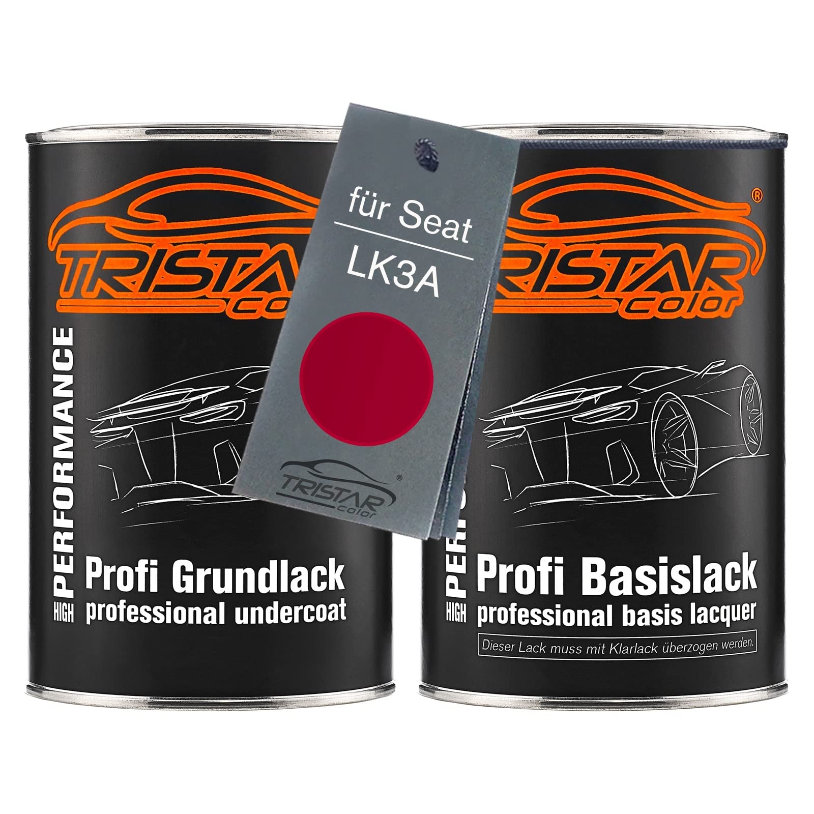TRISTARcolor Autolack Dosen für Seat LK3A Rojo Paprika/Paprika Rot 2,0L | Set aus Grundlack + Basislack, Literware, spritzfertig