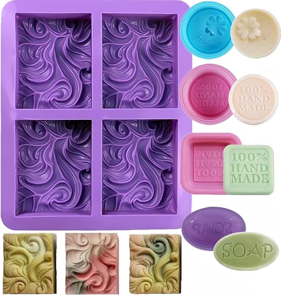 Accfore 9 Pack Silicone Soap Molds Ocean Wave Design