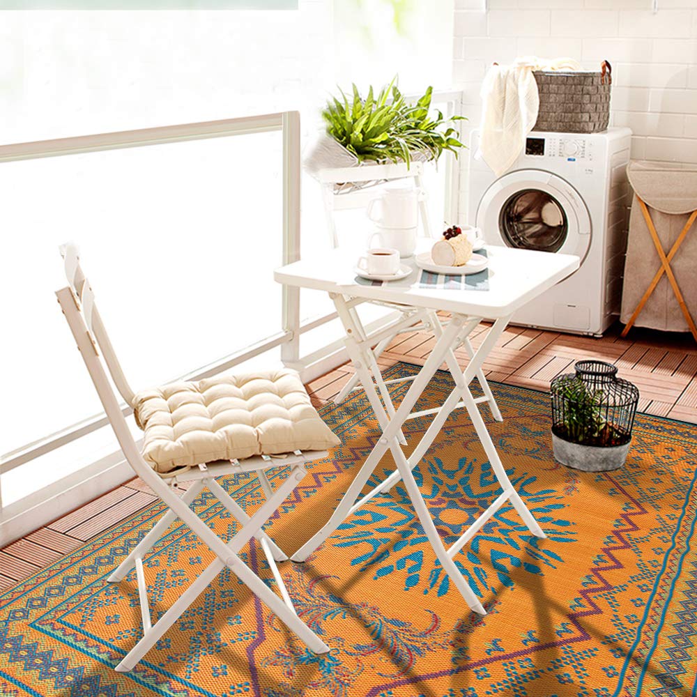 Santex Outdoor/Indoor Plastic Straw Rugs Waterproof Portable Mat Easy to Clean Outdoor Patio Mat, Perfect for Garden, Patio, Picnic, Decking (Orange,