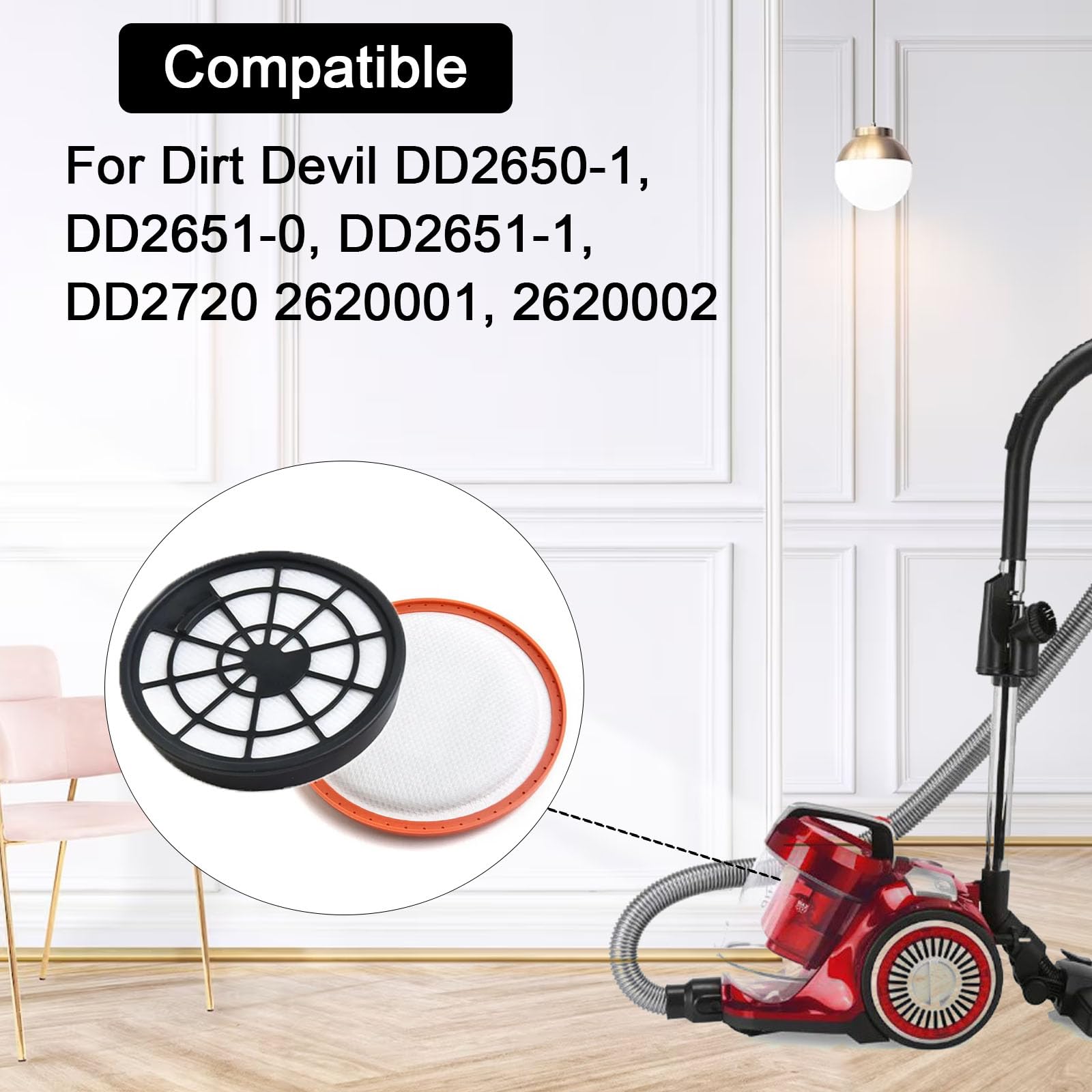 vhbw filtro pre motore compatibile con Dirt Devil DD2620, DD2620 0, DD2620 1, DD2620 2, DD2620 3, DD2620 4 aspirapolvere   filtro salvamotore   Sostituisce 1 1 130851 00