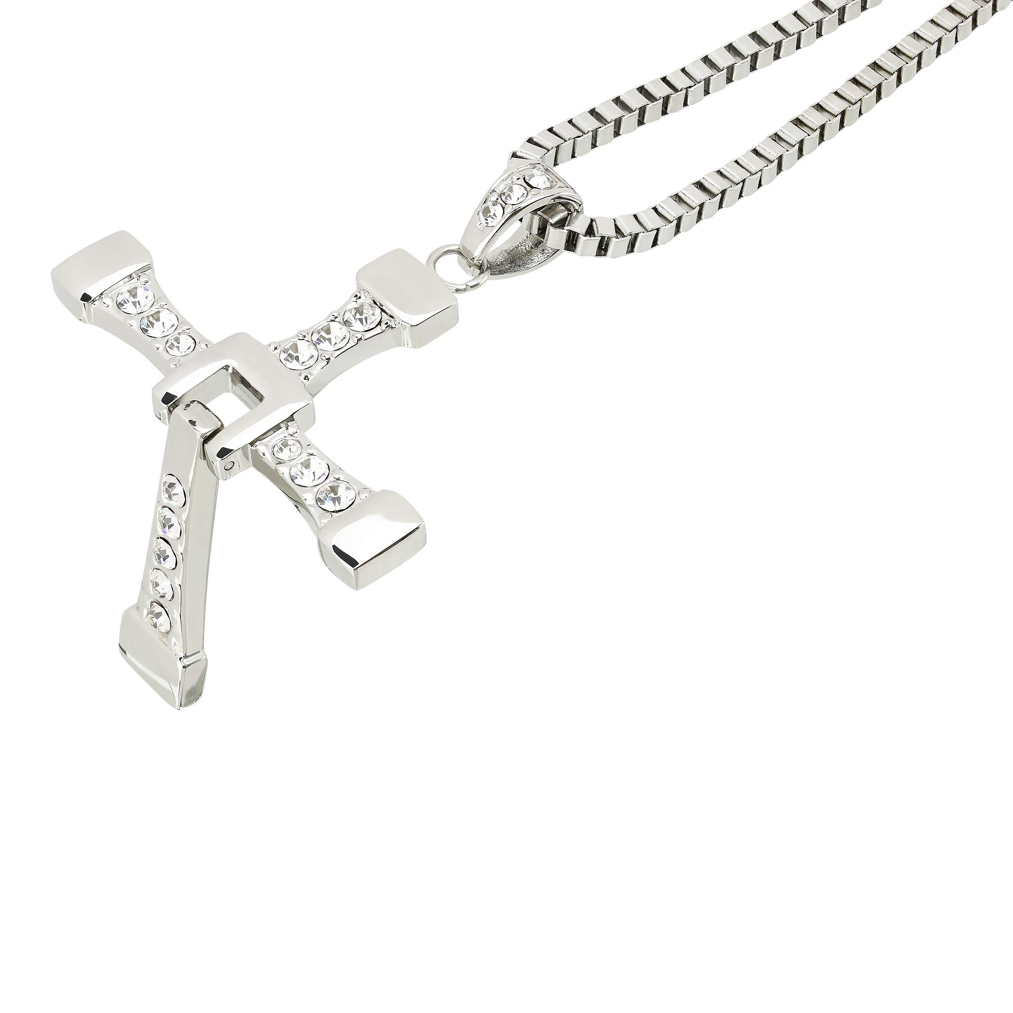 Collana con ciondolo a croce in acciaio inox, gioiello in argento, Acciaio inossidabile