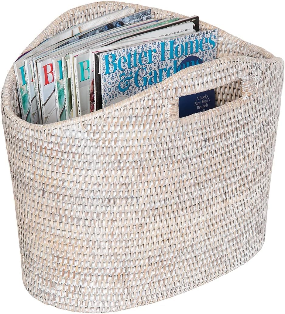 KOUBOO La Jolla Oval Magazine Rack, White-Wash