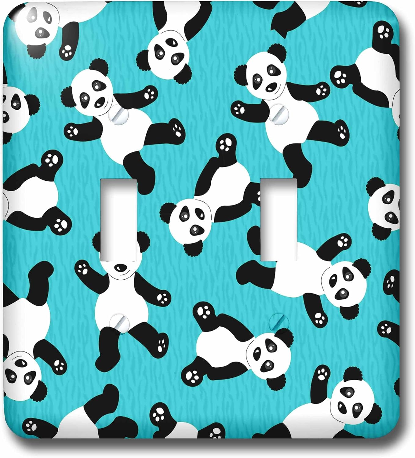 3dRose lsp_40921_2 Cute Happy Cartoon Panda Print On Blue Fur Print Background Double Toggle Switch