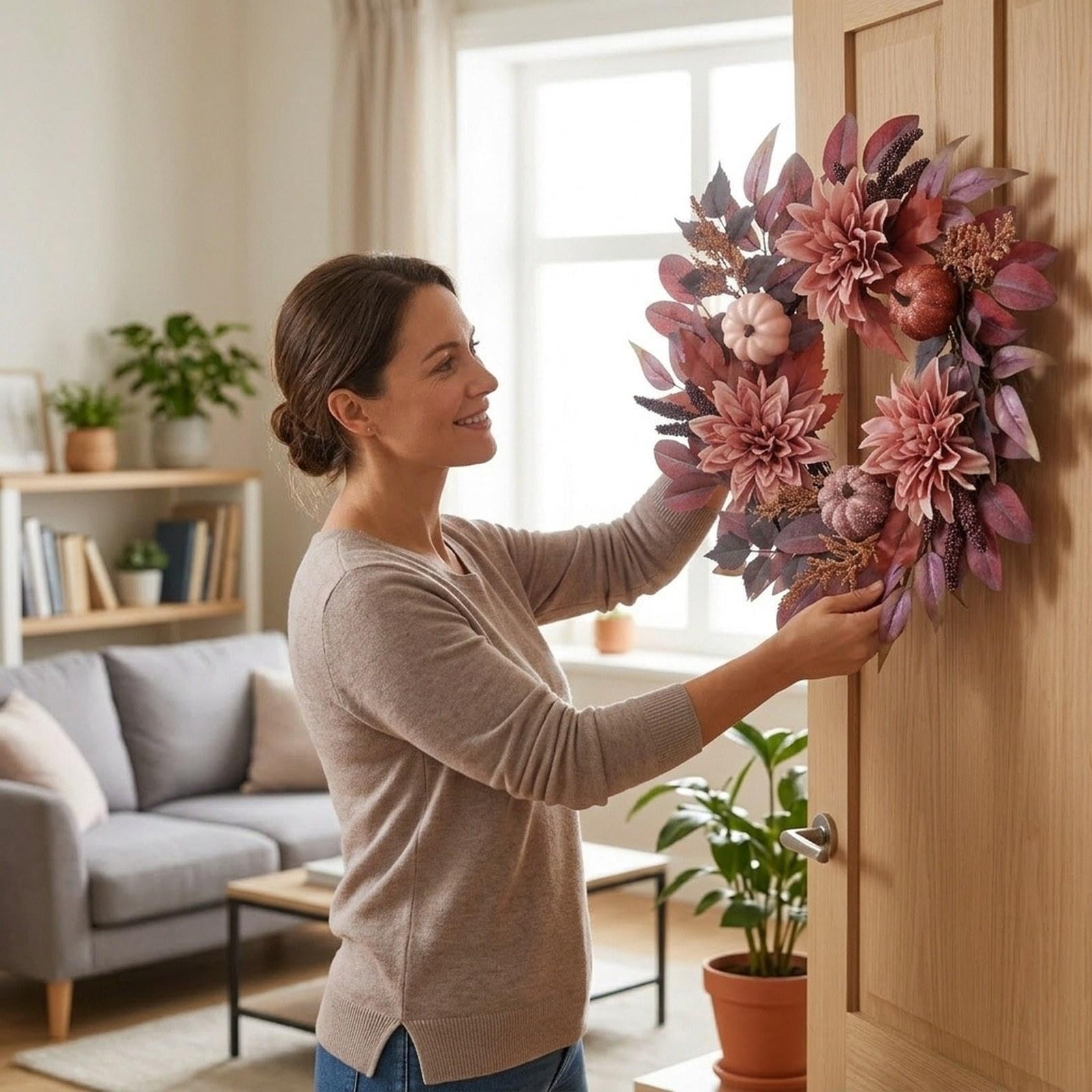 Couronne de Porte D'entrée, Usage Polyvalent, 53 Cm (21 Pouces), pour Porche, Fenêtre