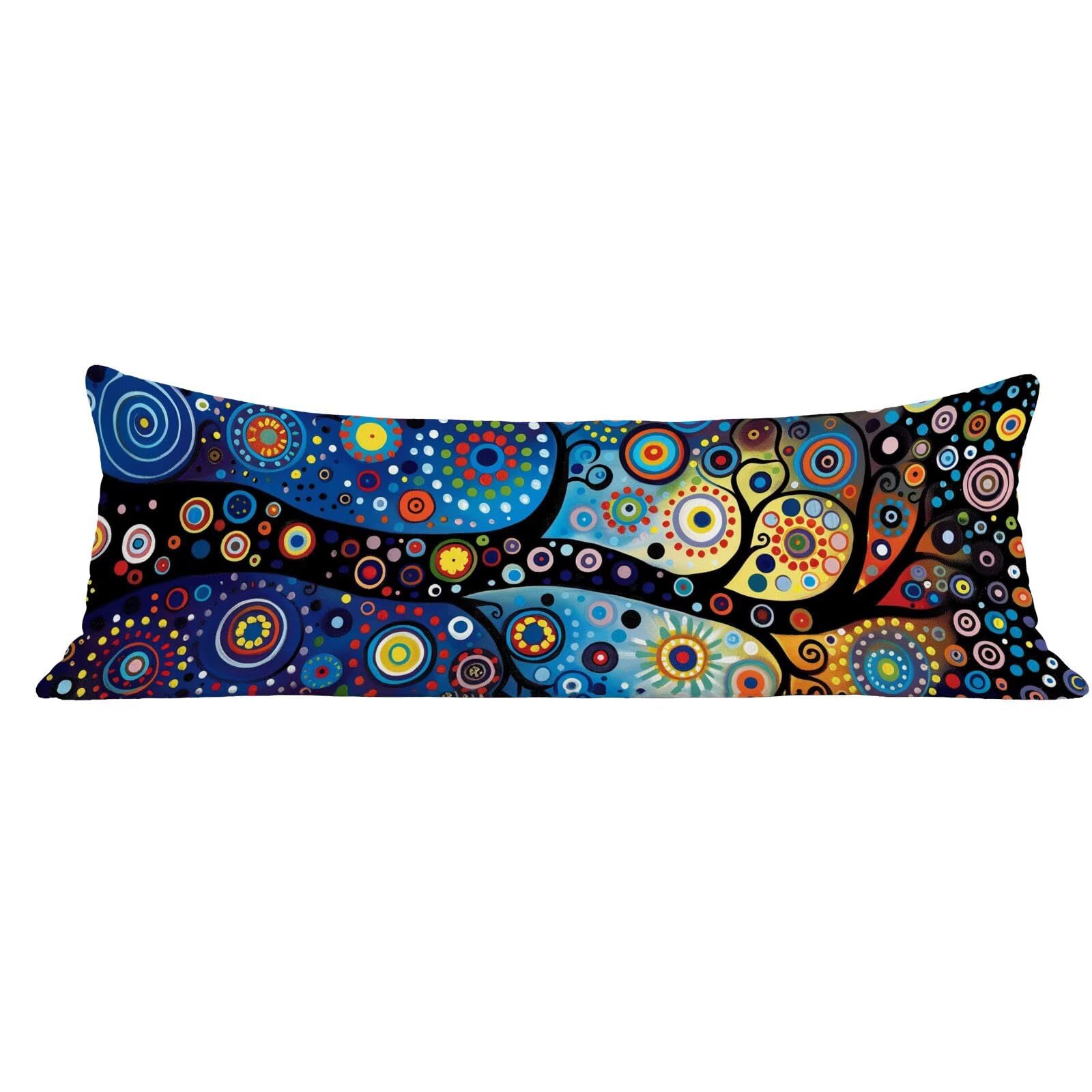 Funda de Almohada 60 x 180 cm Color Protector Almohada 180 cm con Cremallera Invisible, Lino Durable y Transpirable Pillow Case Largas Árbol Impresión a Doble Cara para Cama, Sofá y Dormitorio dg-478