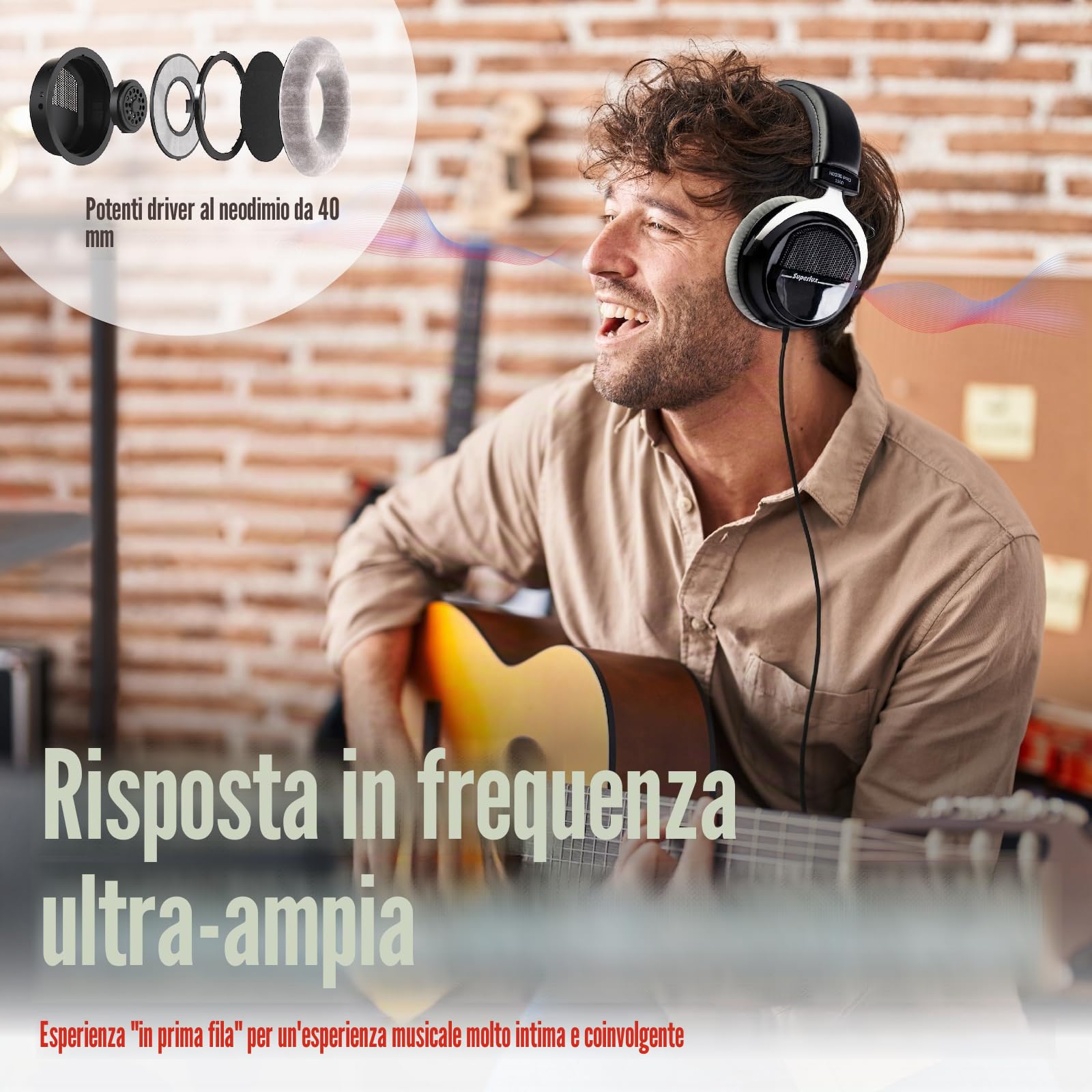 Superlux HD 330PRO, 150 ohm, cuffie over-ear professionali, semi-aperte, con driver al neodimio da 40 mm e bassi solidi, jack da 3,5 mm per registrazione di musica, podcast, monitoraggio in studio
