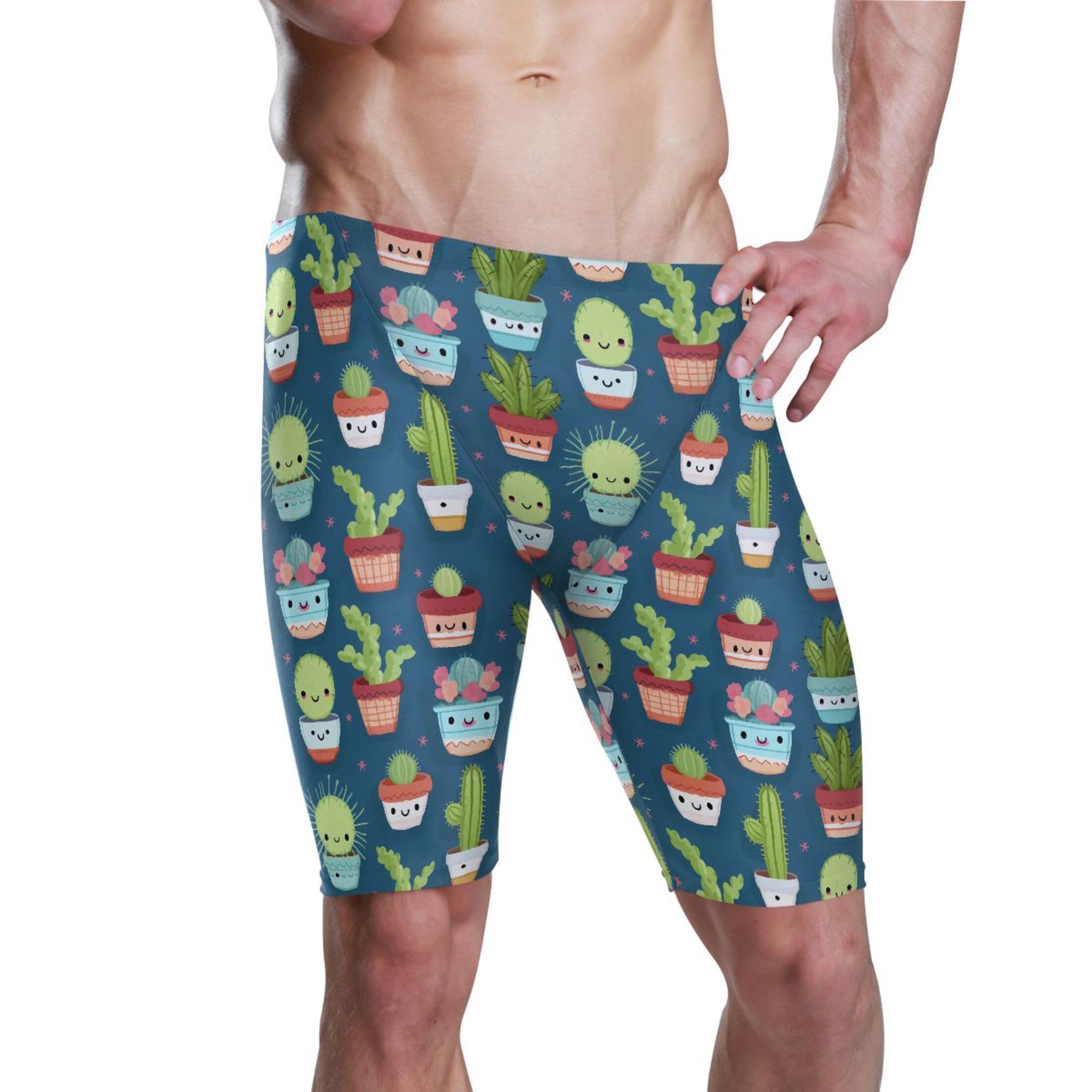 UMIRIKO Cactus Cute Men's Swimsuit Swim Jammers L B0402407