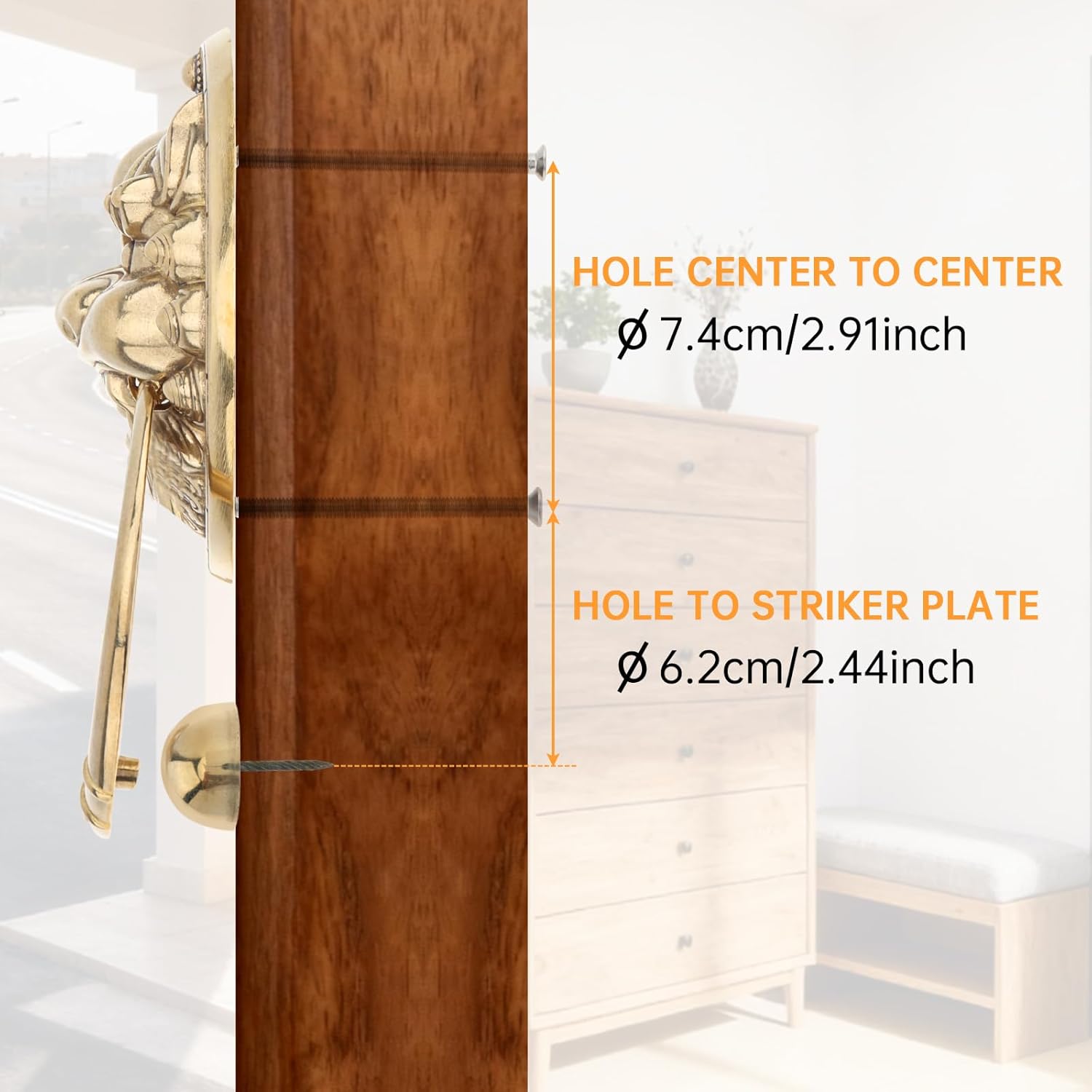 Door Knockers for Front Door,6.7 Inch Solid Brass Lion Head Shaped Vintage Door Knocker with Strike Plate,Heavy Duty Decorative Gate Pull Handle with Mounting Hardware (Gold)