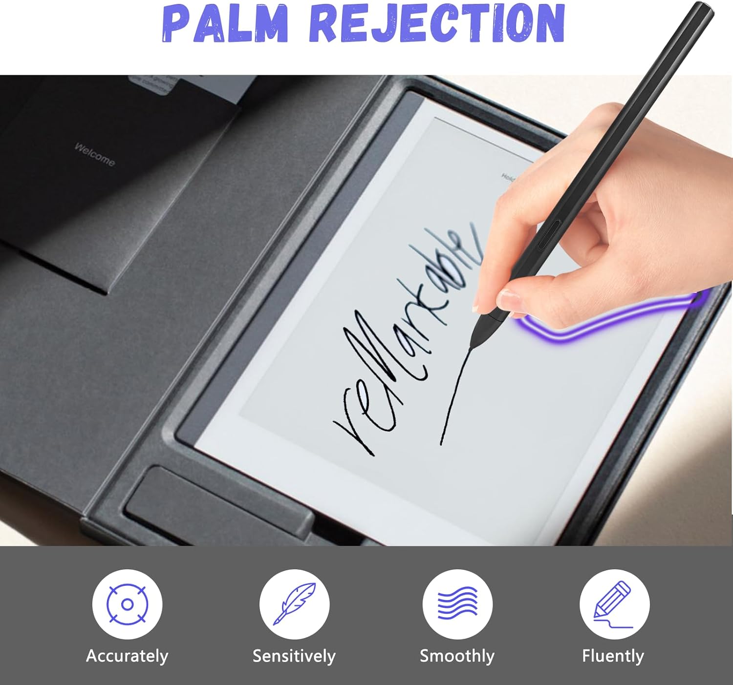 Magnetic Stylus for Remarkable 2 Pen with Eraser: 4096 Pressure Sensitive,Palm Rejection, Tilt Support, Alternative Replacement Pen for Remarkable Marker Plus/Kindle Scribe, Black