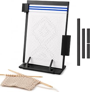 Knitting Pattern Holder with 4 Replacement Magnets, Black Magnetic Knitting Chart Keeper, Cross Stitch Pattern Holder for Crochet Embroidery, 11.81 x 8.27 Inch