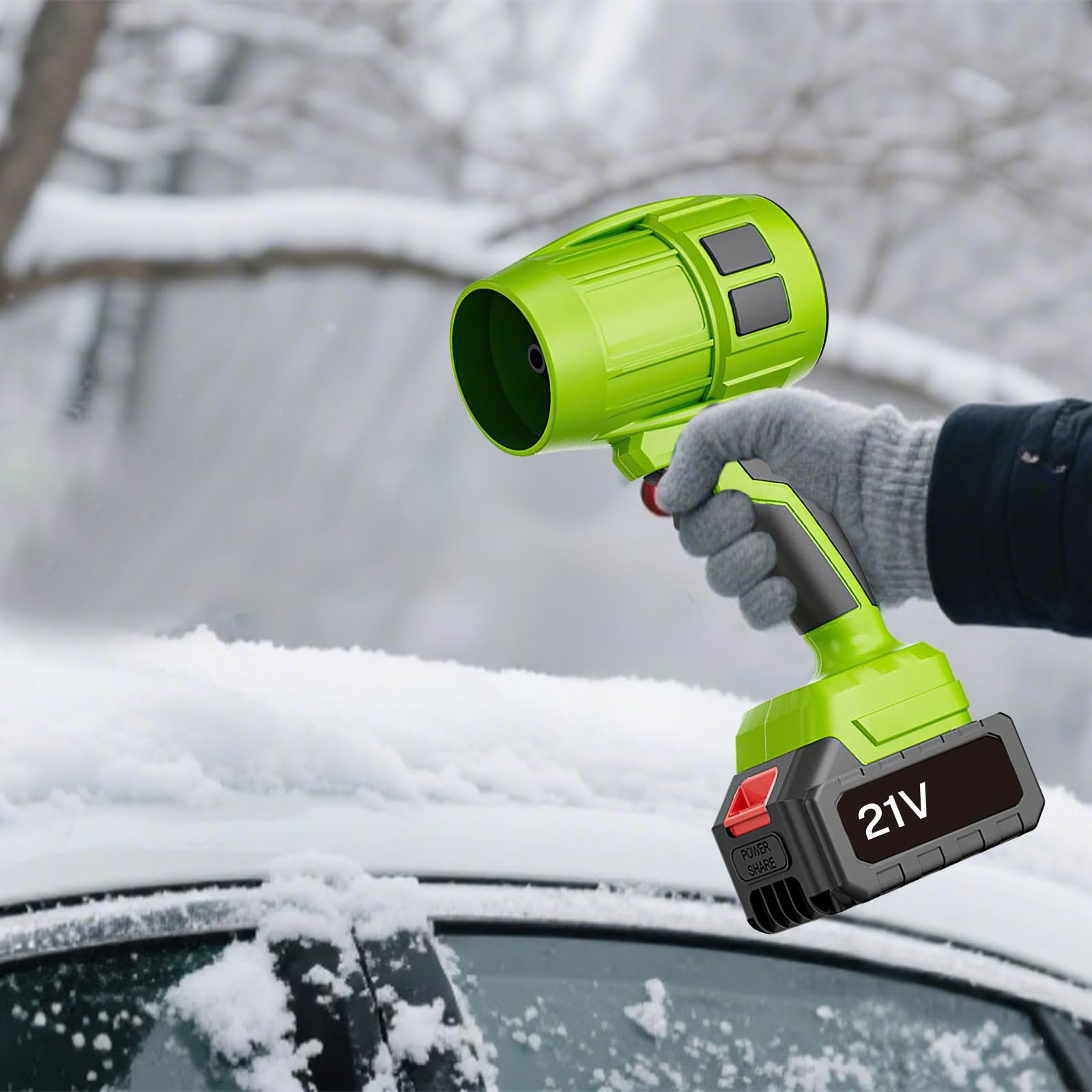 Souffleurs de Feuilles, Souffleur Électrique avec Batterie 1/2×21V et Chargeur, 130000rpm Souffleur Haute Puissance Multifonction pour Bulles de Feuilles,Voitures, Feuilles, Neige (1 Batterie)