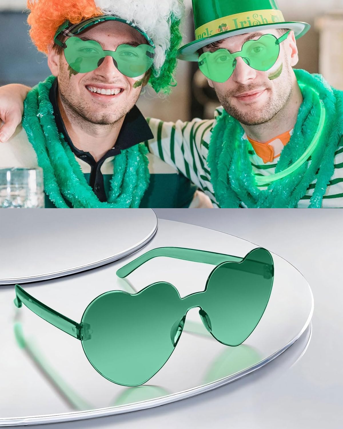 flintronic Occhiali da Sole e Cuore, 2 Paia Occhiali da Festa, Hippy Occhiali a Forma di Cuore, Occhiali Divertenti Trasparenti Colorate Per Feste Compleanno Carnevale Novità per Adulti/Bambino