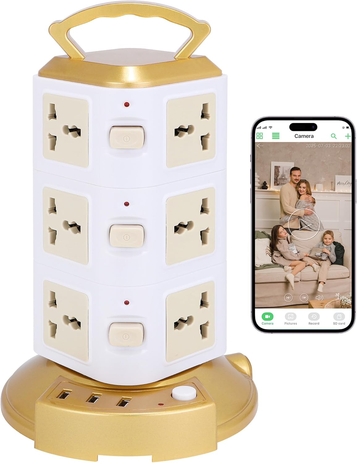 Mini Home Security Camera - Compact Indoor Wi-Fi Camera - Wireless Cam - with USB Ports - Easy to Install