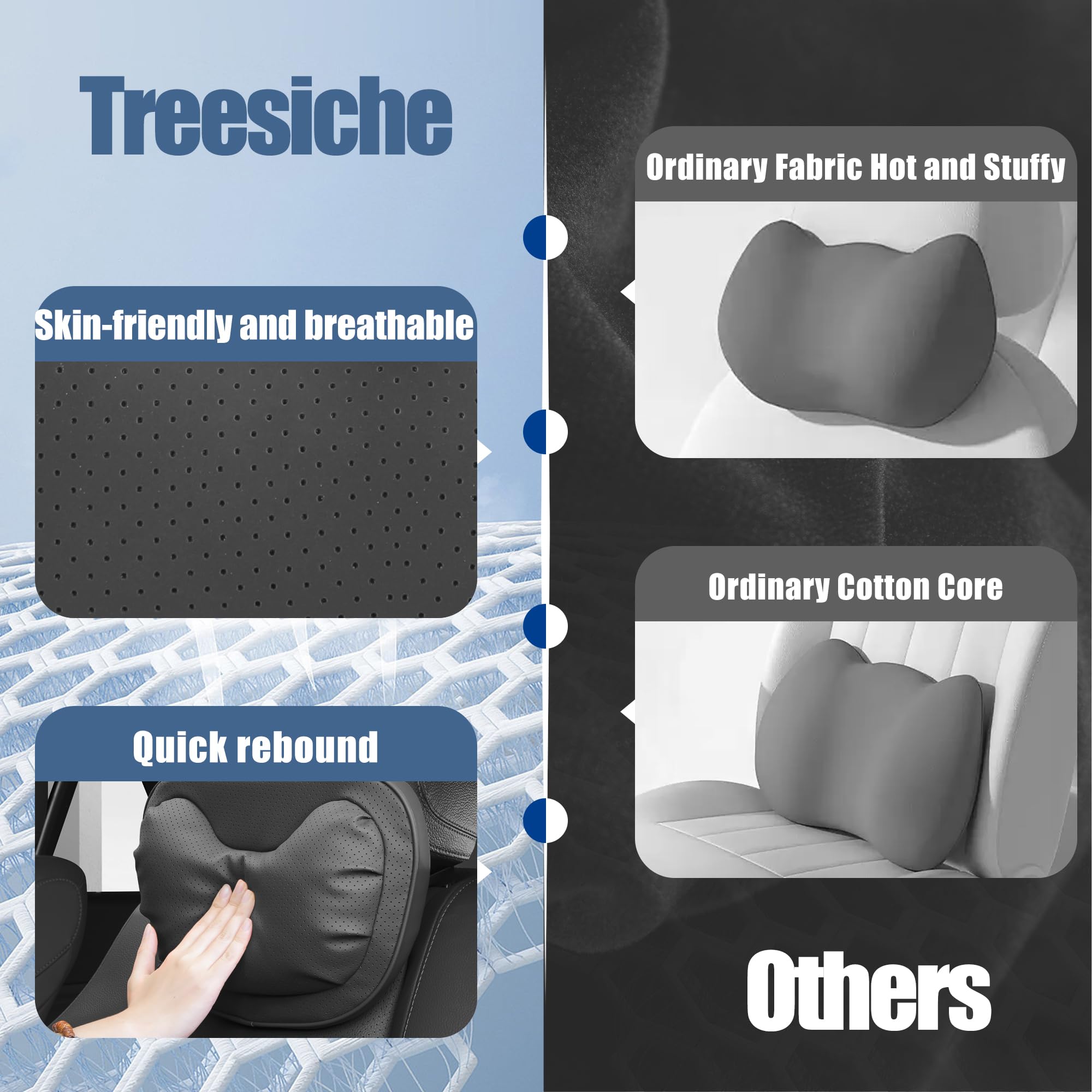 Coussin Appuie Tete Voiture, Oreiller Appui-Tête De Siège De Voiture, Support de Tête de Siège de Voiture, Mousse à Mémoire de Forme et Taie d'oreiller Amovible Respirante, Noir