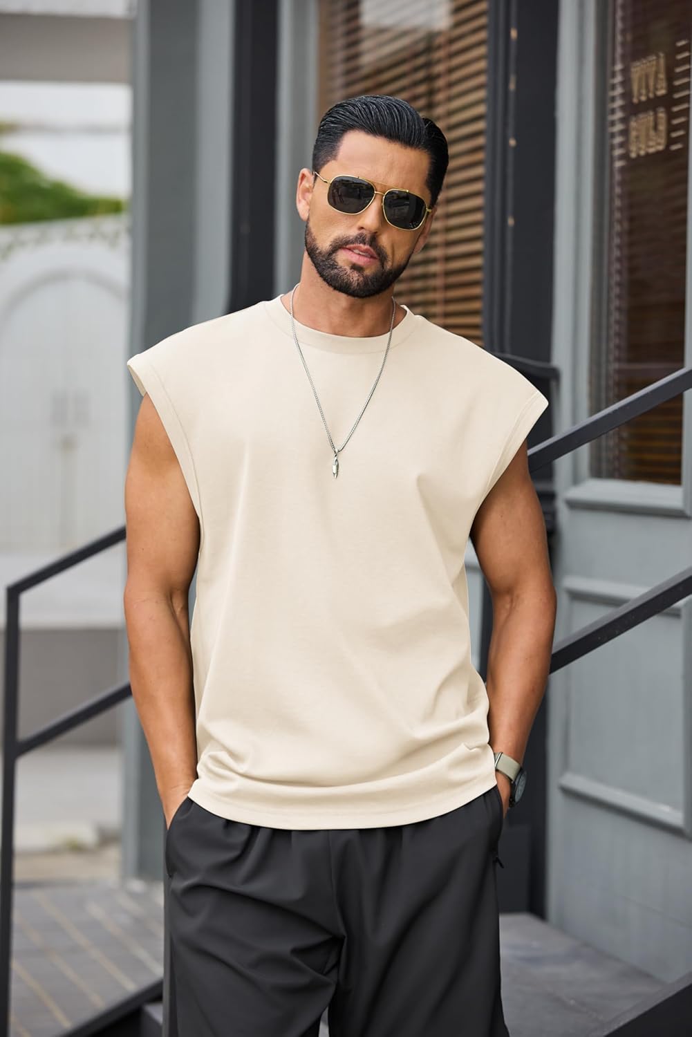 COOFANDY Mens Workout Tank Tops Summer Sleeveless Tee Shirts Casual Stylish Gym Muscle Shirt Loose Fit for Basketball - Image 4