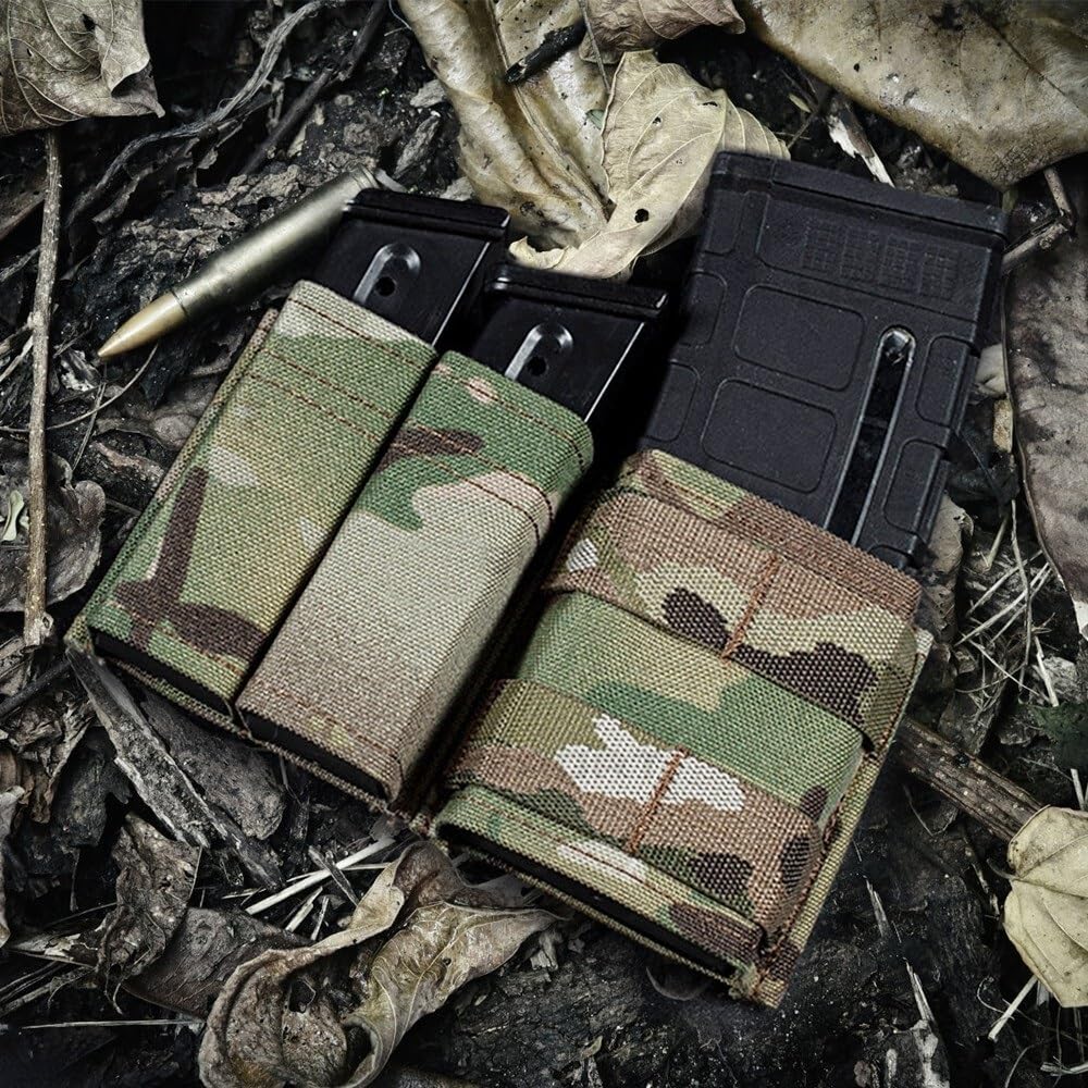 Jungle Leopard Bolsa for Cargador Molle de 9mm 5,56, Correa de Clip for Funda táctica Triple mag for cinturón, Caza, Paintball, Rifle, Pistola