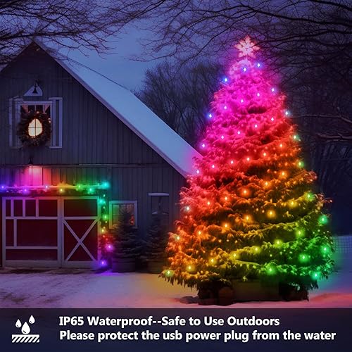 Miniatura 3 de dalattin Luces LED de Navidad de 65.6 pies, luces inteligentes IIC RGB 200 LED, IP65 impermeable, aplicación compatible con sincronización de