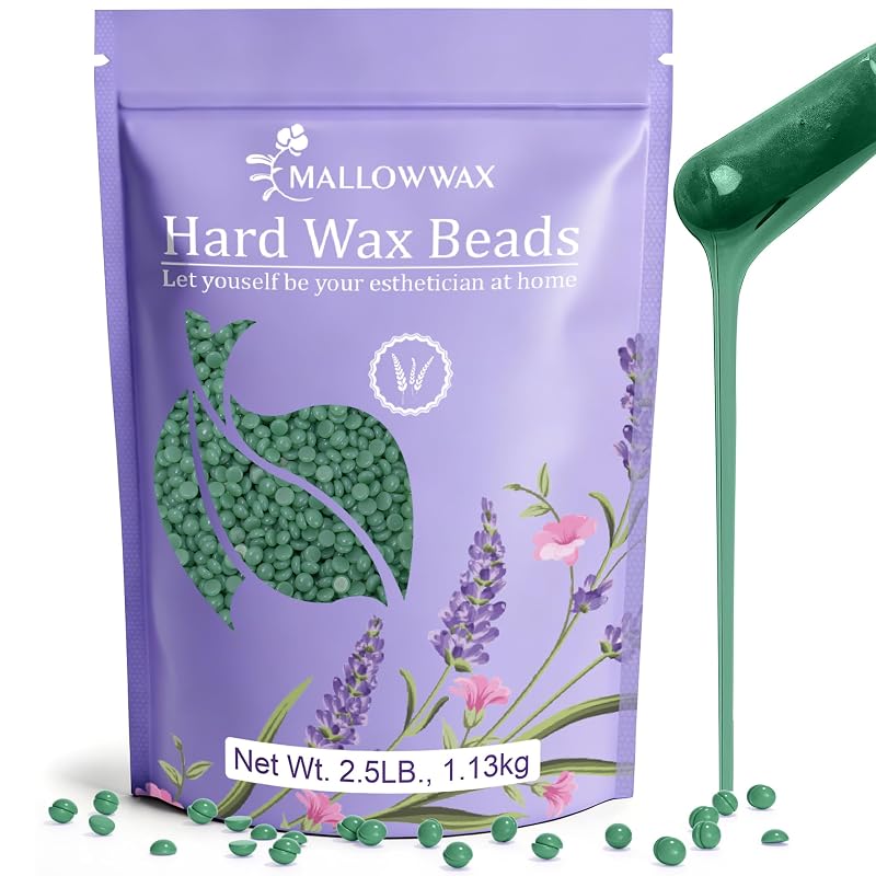 Mallowwax Cera Dura em Pérolas com Óleo de Melaleuca para Depilação, 1,13 kg