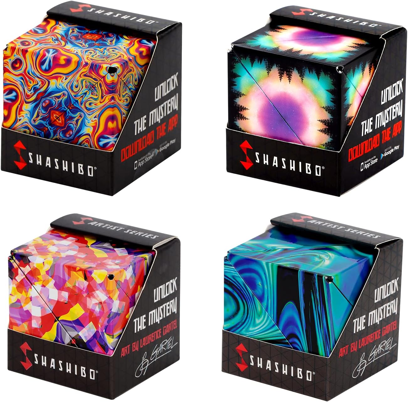 SHASHIBO Bundle of 4 - Space Out, Moon, Confetti, Mystic Ocean