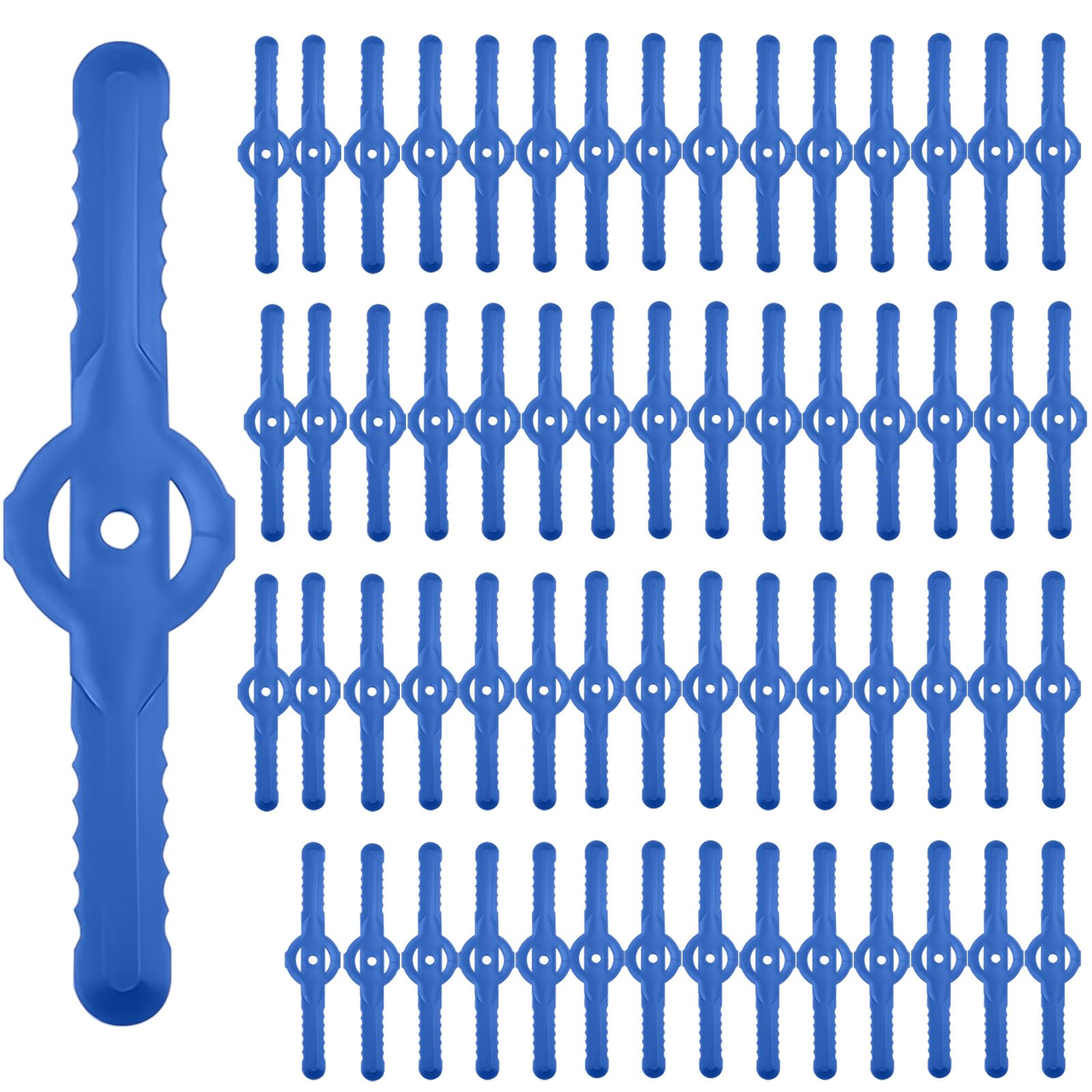 60Pcs String Trimmer Head Blades Replace, Weed Eater Wacker Blades Plastic Replacement, Universal Weed Warrior Trimmer Head, Cutter Accessories for Grass Trimmer Lawn Mowers (Blue)