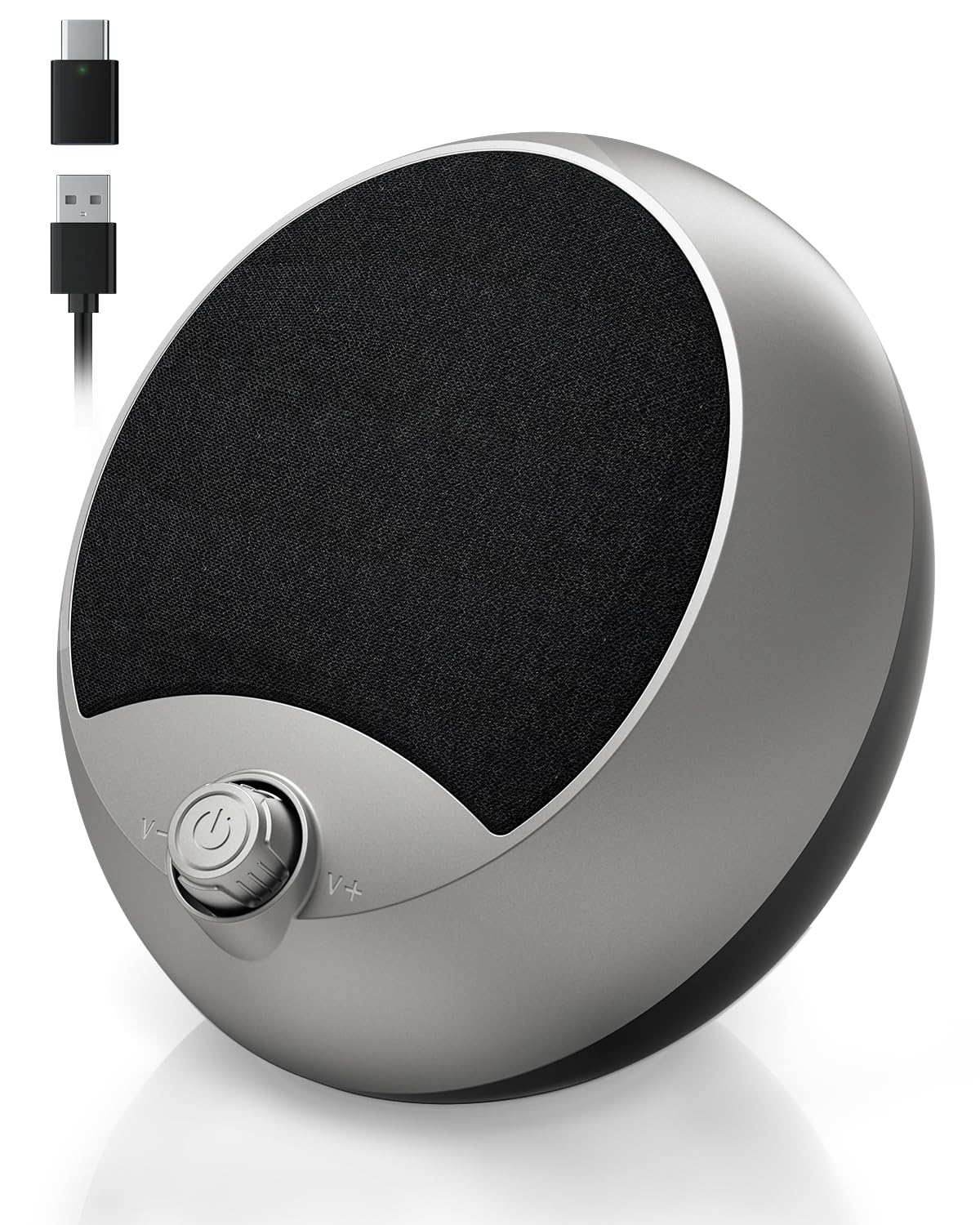 Altavoces PC Ordenador de sobremesa USB con conectividad Type-C, Sonido nítido, Plug-n-Play, Altavoz de Monitor para PC, Mac, Portátil Gris