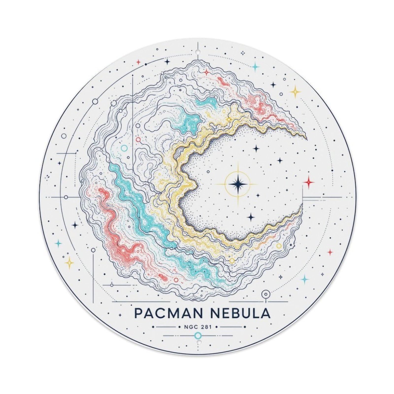 Cosmic Galaxy NGC 281 Nebula Celestial Astral Night Sky Metal Tin Sign Plaque Wall Decor for Cafe, Man Cave, Club Bar, Office, Home Garden Round Metal Poster 8x8Inch