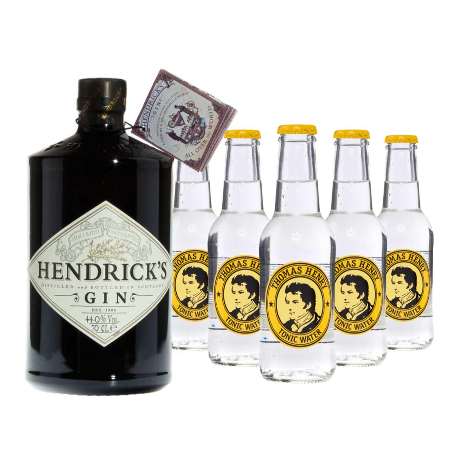Hendrick’s Small Batch Gin (44% Vol., 0,7 L) & 5 x Thomas Henry Tonic Water (0,2 L) inkl. 0,75 € Pfand