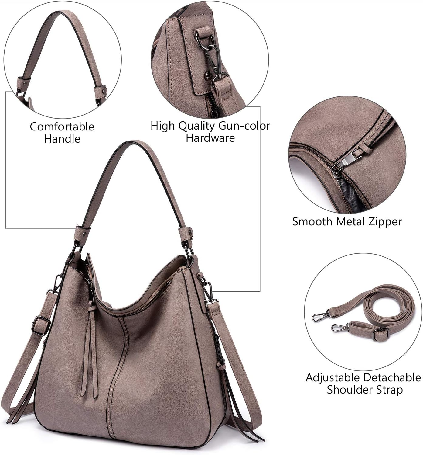 Realer Hobo Crossbody Bags for Women Designer Faux Leather Hobo Handbags Retro Large Size Shoulder Bag Bucket Purse - Image 7