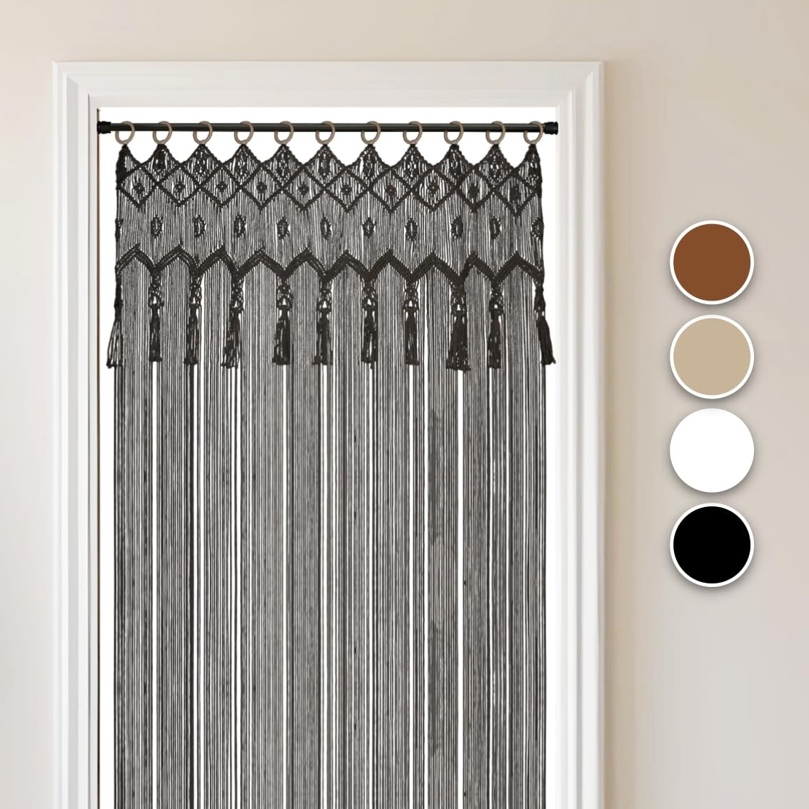 Cozyor Makramee Boho Vorhang Türvorhang Fenstervorhang 132x200cm als Raumteiler, Wandbehang & Deko, für Traubogen, Hochzeit, Wohnzimmer handgemacht
