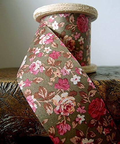 Miniatura 3 de AK Trading - Cinta con estampado floral vintage de 2 pulgadas de ancho x 10 yardas (marrón)