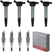 Marsram UF596 Ignition Coil Pack + Double Iridium Spark Plugs Set of 4 for 2009-2017 Toyota Corolla Prius Matrix 1.8L L4 - UF619 Compatible