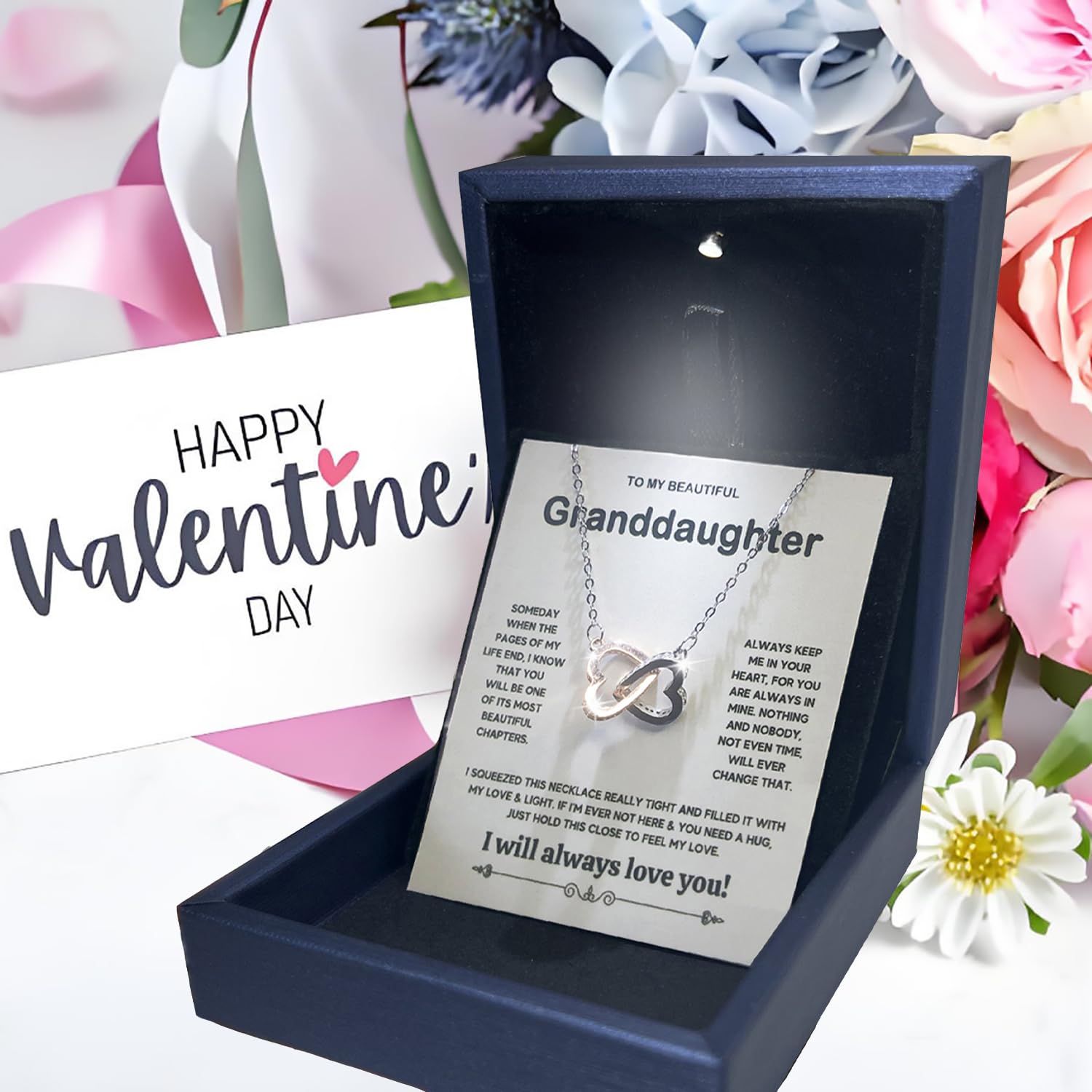 Granddaughter Necklace Granddaughter Gifts From Grandma Grandpa To My Granddaughter Necklace Christmas Graduation Birthday Gifts With Message Card & LED Box