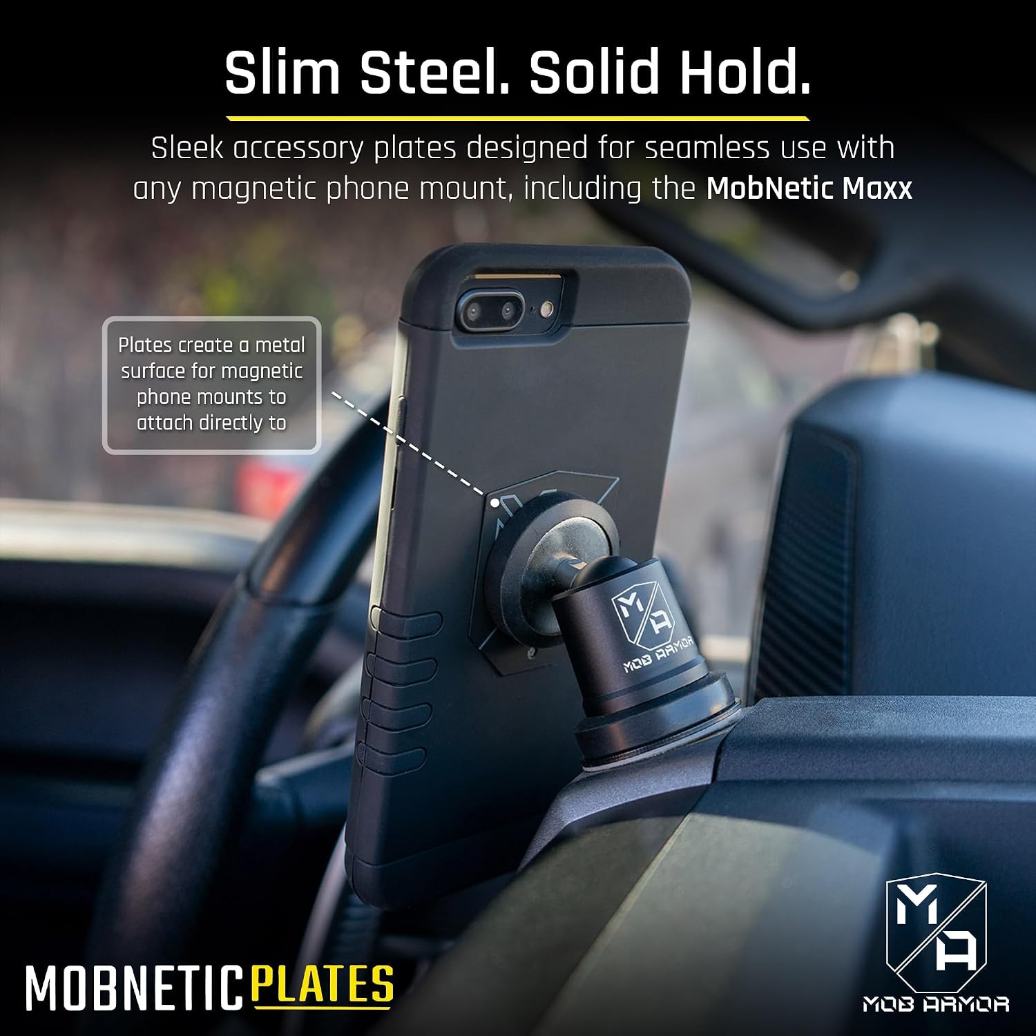 Mob Armor MobNetic Plates (2 Pack) - Compatible with Mob Magnetic Phone Mount for Car - Universal Smartphone Mounting Plates - Best Vehicle Accessory for Cellphone - Black